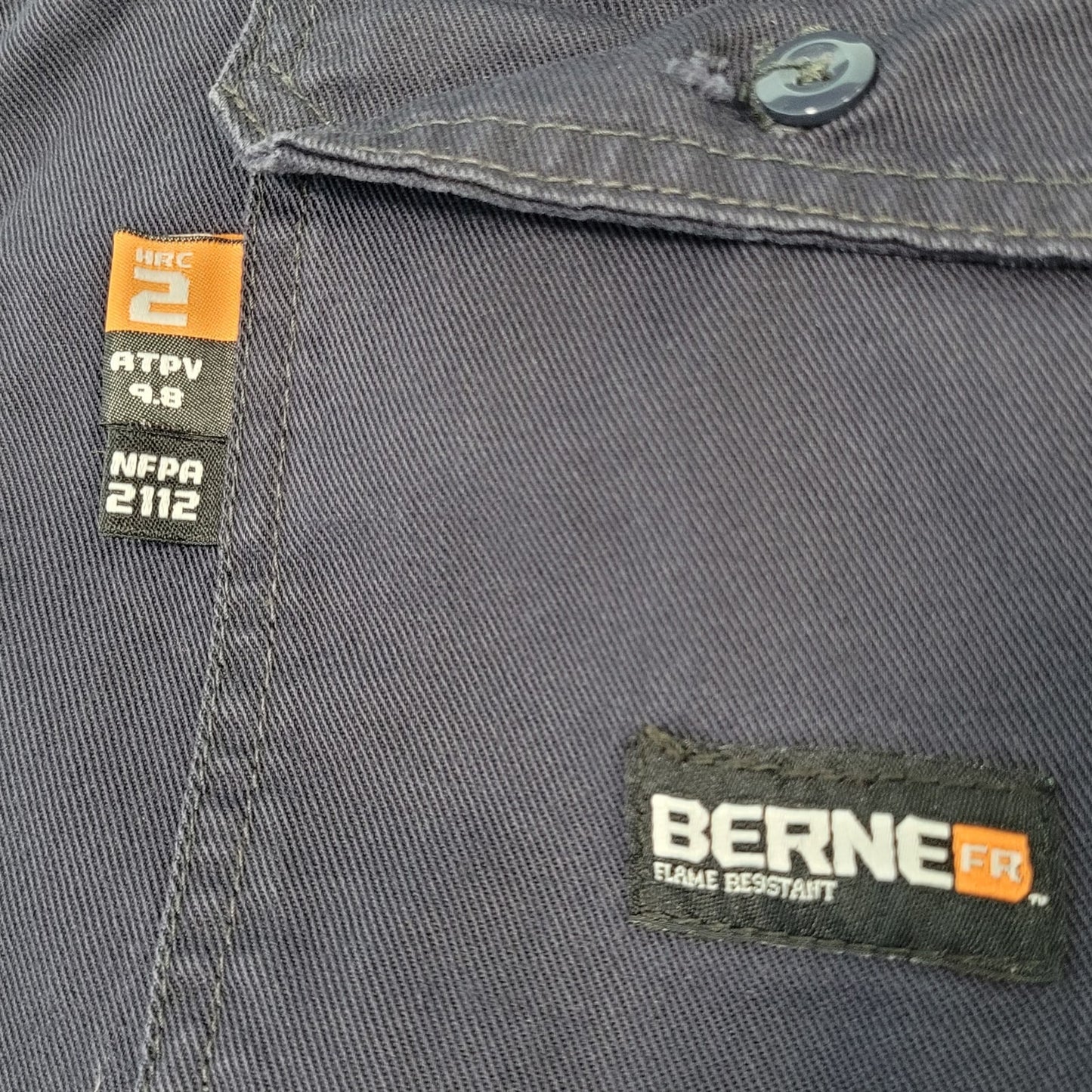 Berne Blue Flame Resistant HRC2 Workwear Button Down Long Sleeve Shirt Size XLT