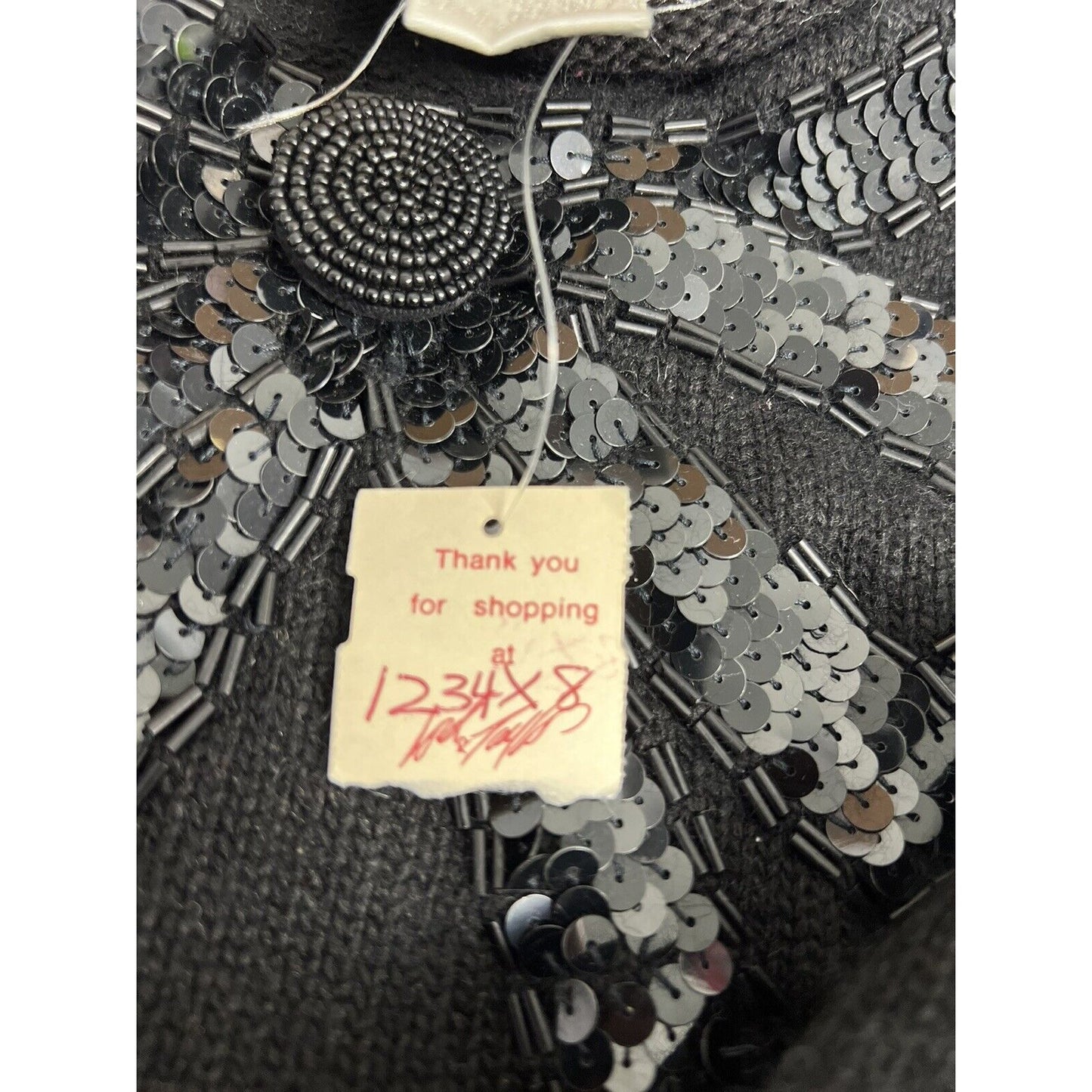NWT Vintage Lord & Taylor Sequin Bow Silk Rabbit Lambswool Sweater Size Petite M