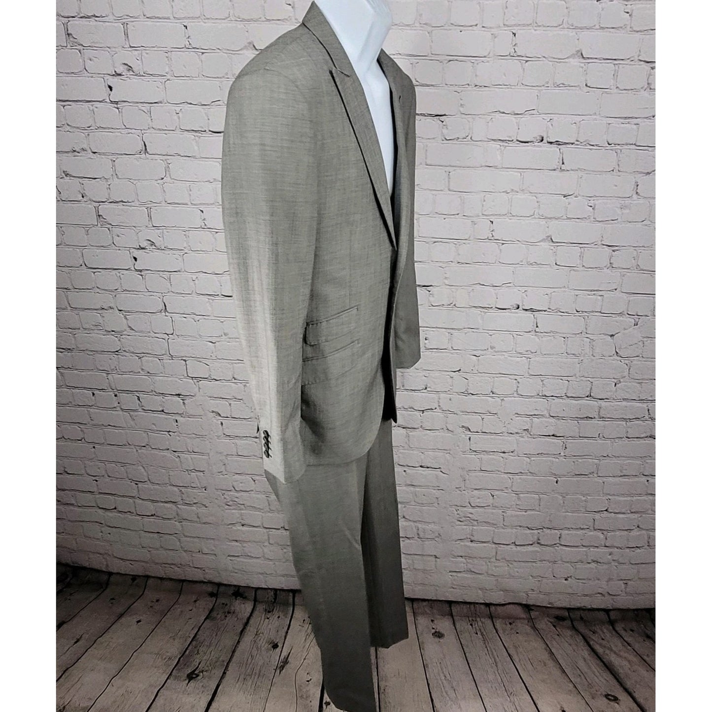 Giovanni Breciani Grey Wool Blend Super 150's Slim Fit Full Suit Italy 36R x 29”