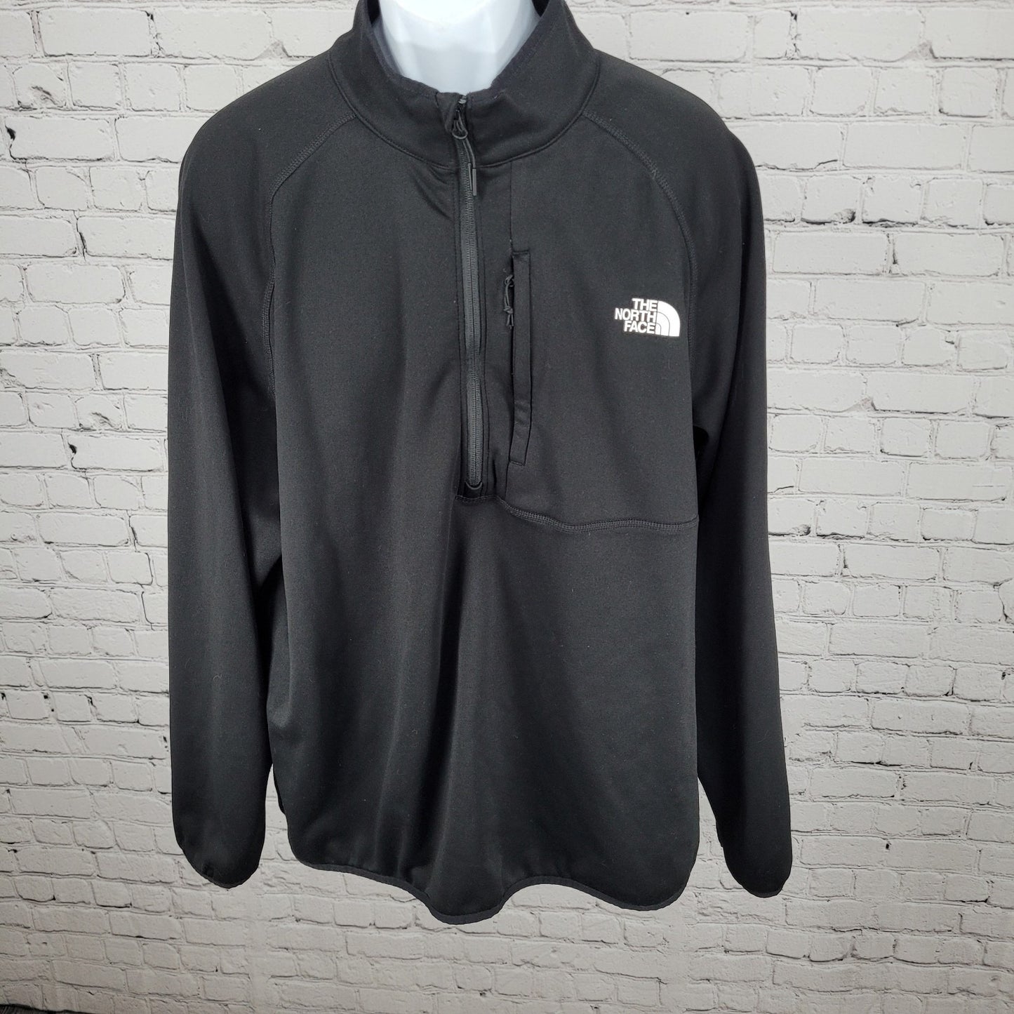 The North Face Black 1/4 Zip Fleece Lined Zip Pocket Pullover Jacket Size XXL