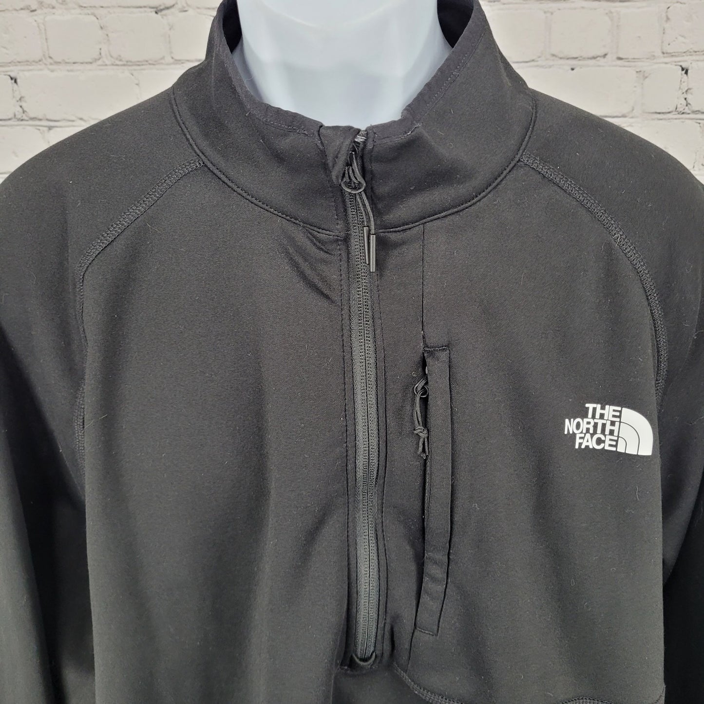 The North Face Black 1/4 Zip Fleece Lined Zip Pocket Pullover Jacket Size XXL