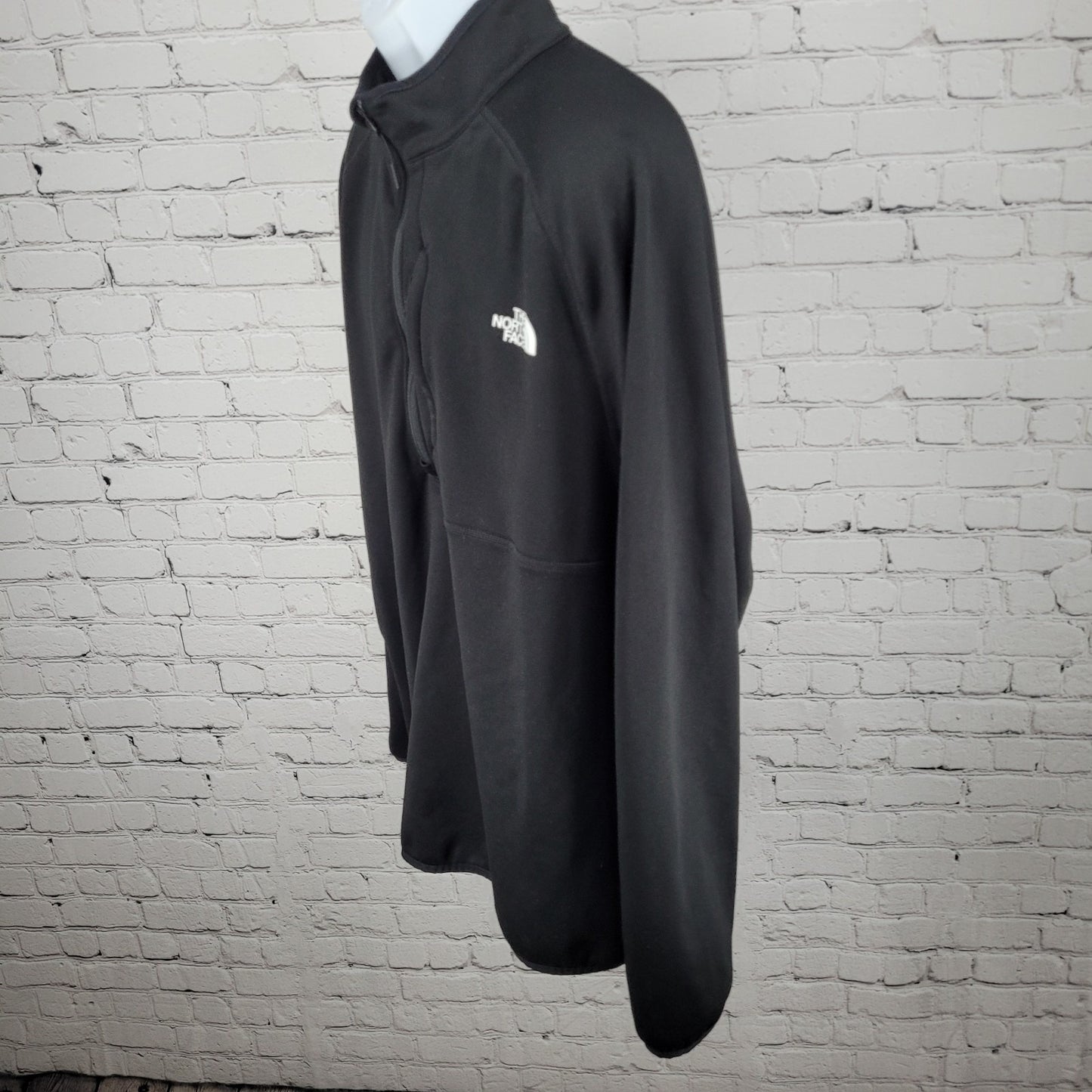 The North Face Black 1/4 Zip Fleece Lined Zip Pocket Pullover Jacket Size XXL