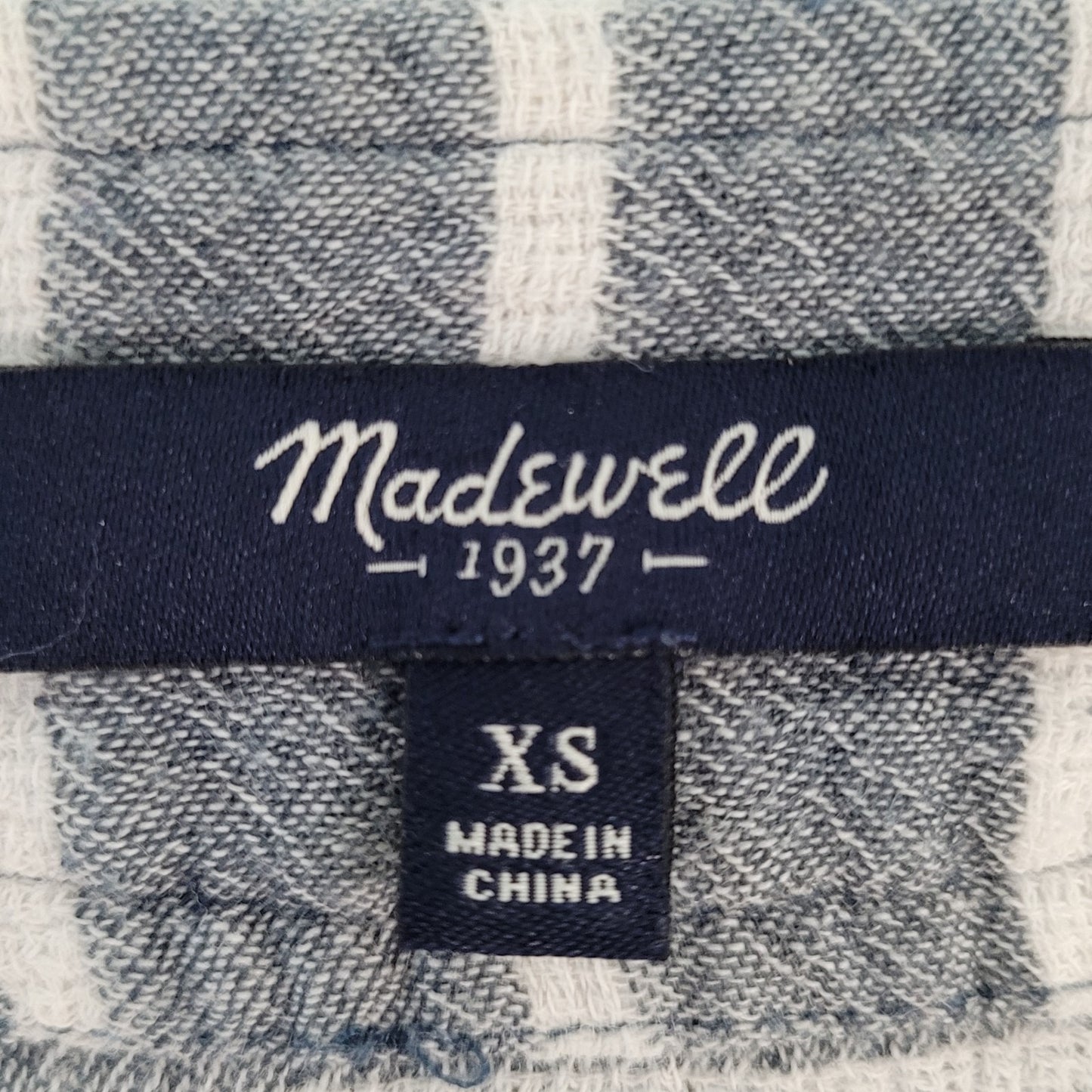 Madewell Blue Striped 100% Cotton Short Sleeve V-Neck Lightweight Dress Size XS