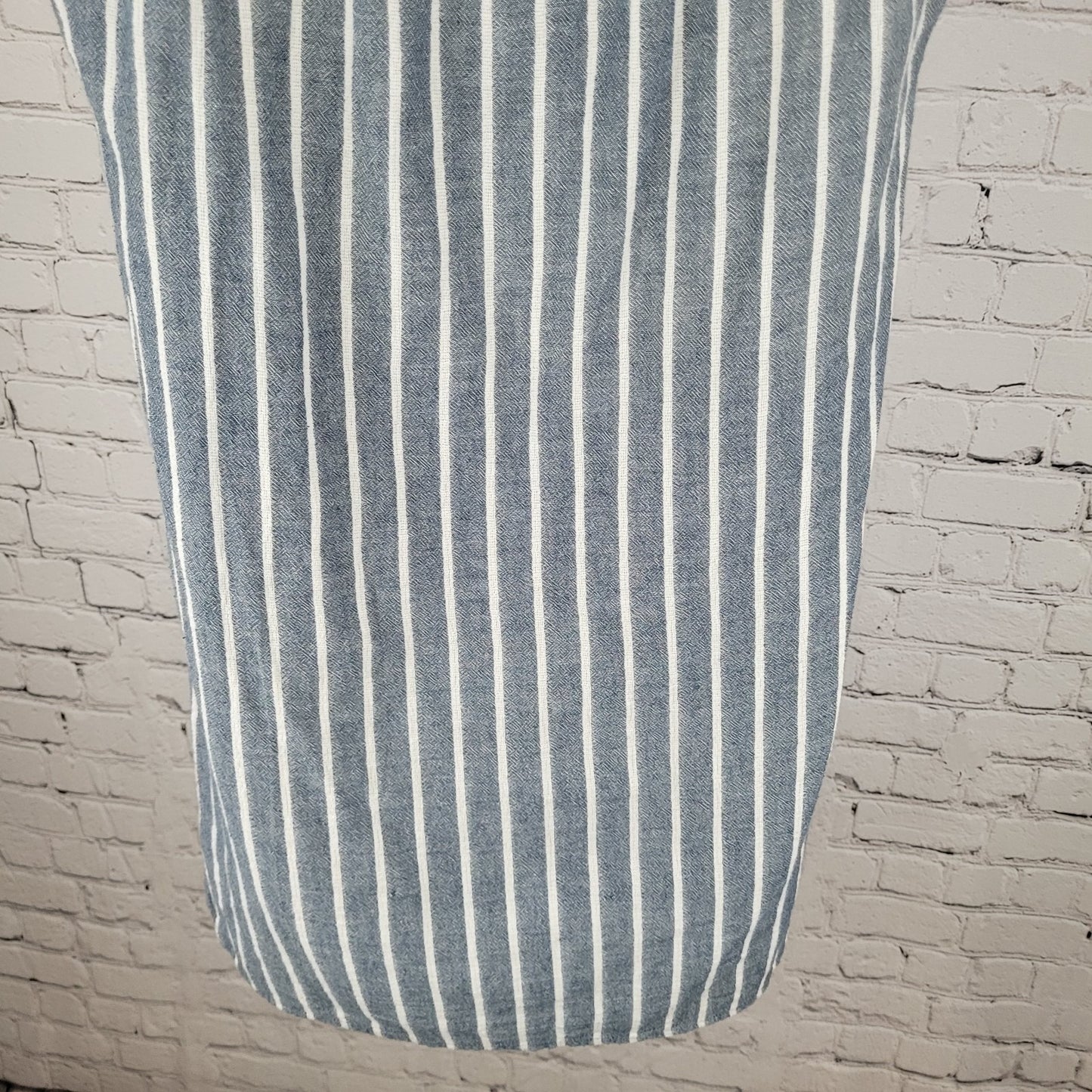 Madewell Blue Striped 100% Cotton Short Sleeve V-Neck Lightweight Dress Size XS