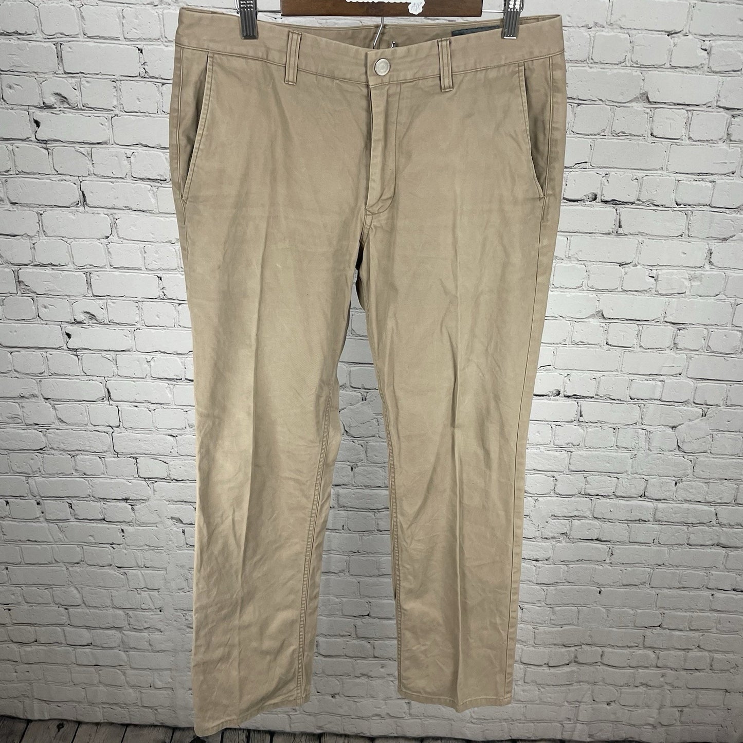 Bonobos Tan 100% Cotton Straight Leg Flat Front Chino Pants Size 34 (34x32)
