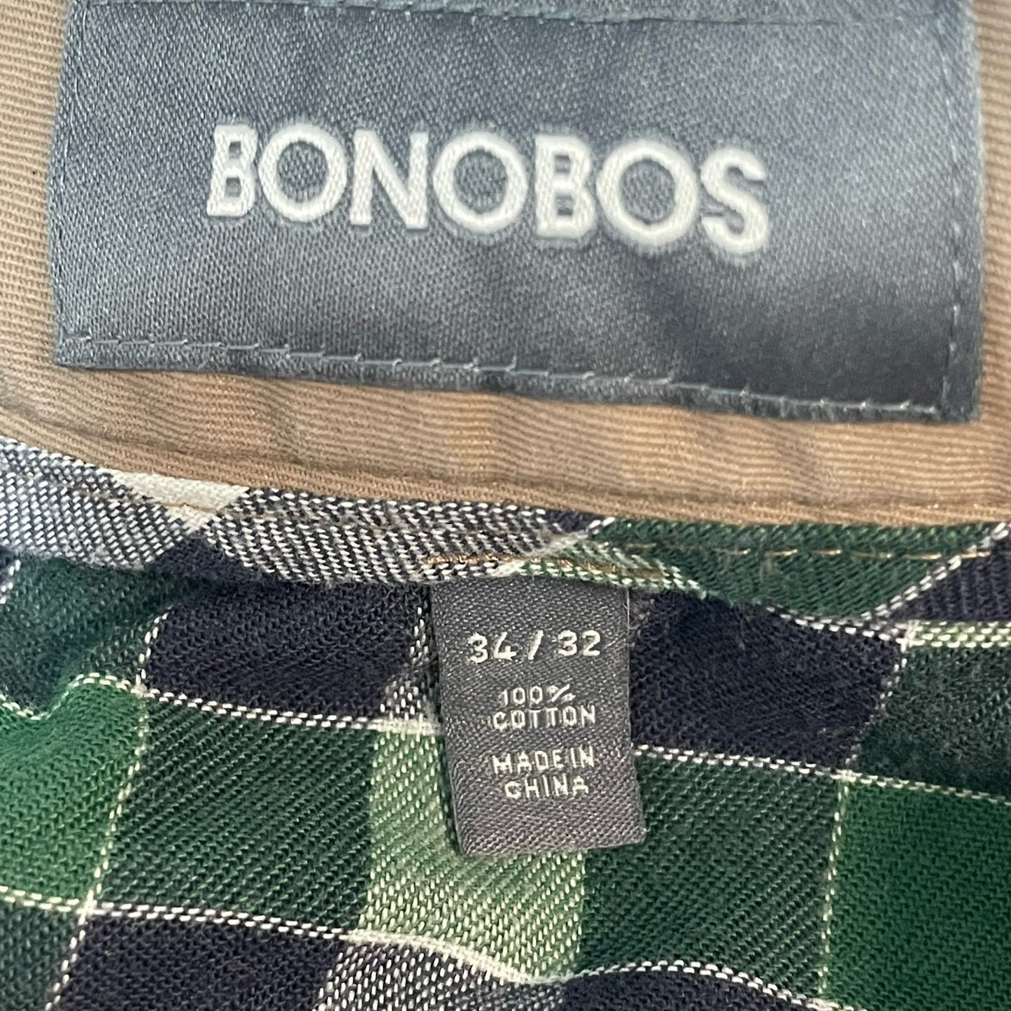 Bonobos Tan 100% Cotton Straight Leg Flat Front Chino Pants Size 34 (34x32)