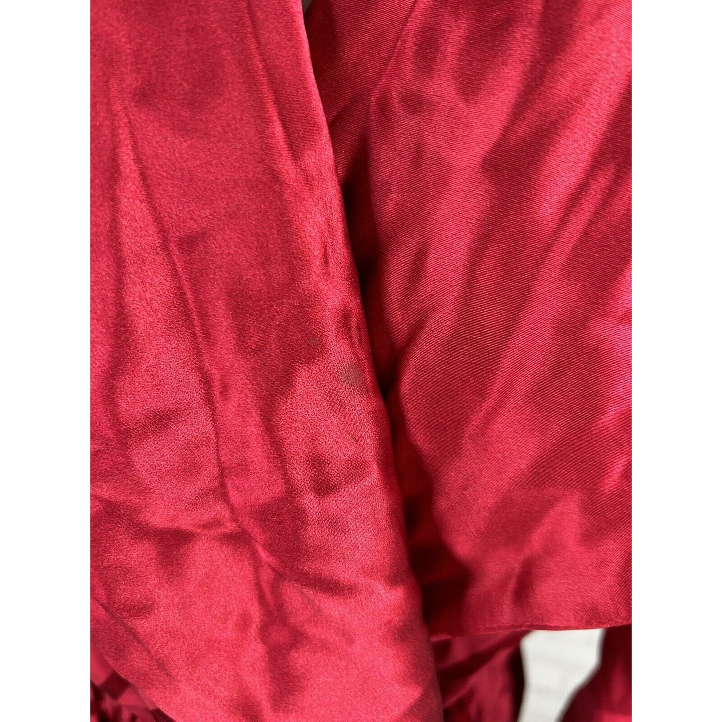 VTG Wayne Clark 100% Silk Red Shoulder Pad Blouson Drapey Chest Dress Size 12 **