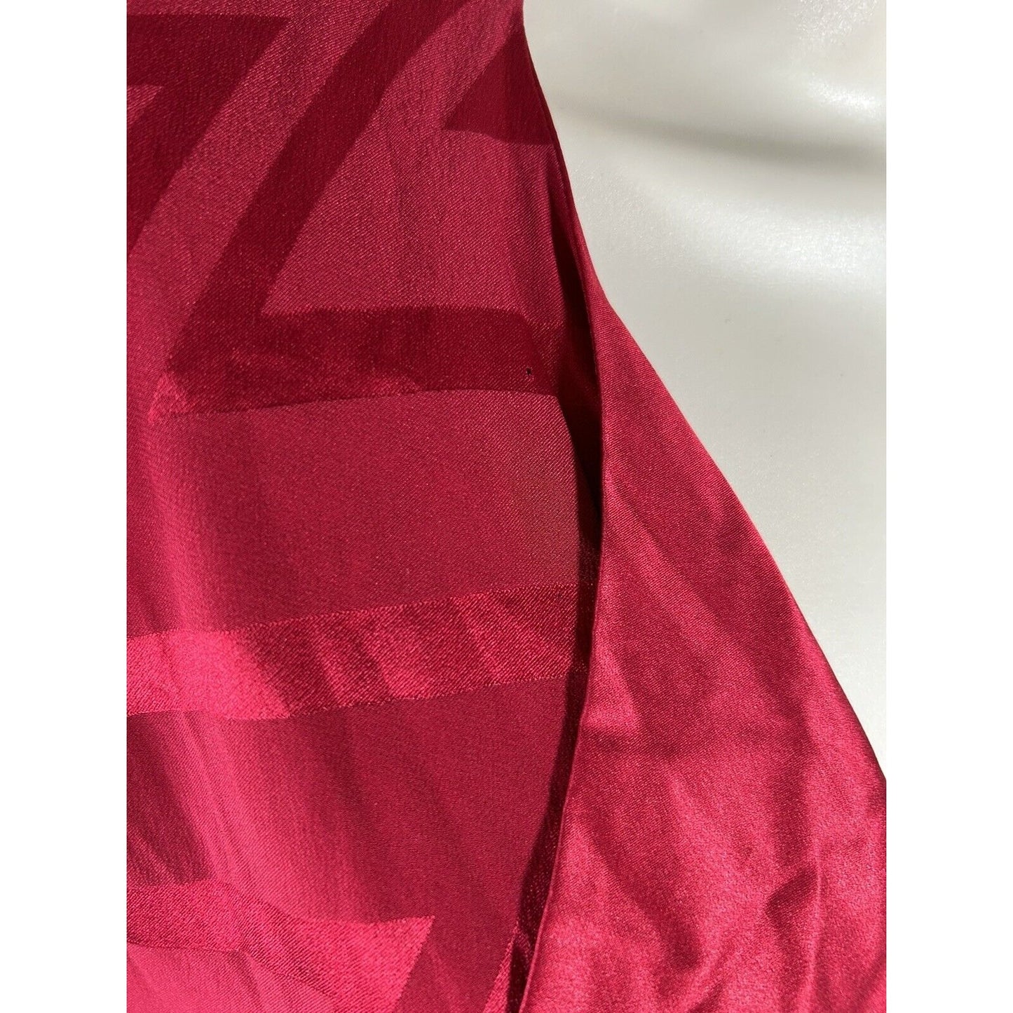 VTG Wayne Clark 100% Silk Red Shoulder Pad Blouson Drapey Chest Dress Size 12 **