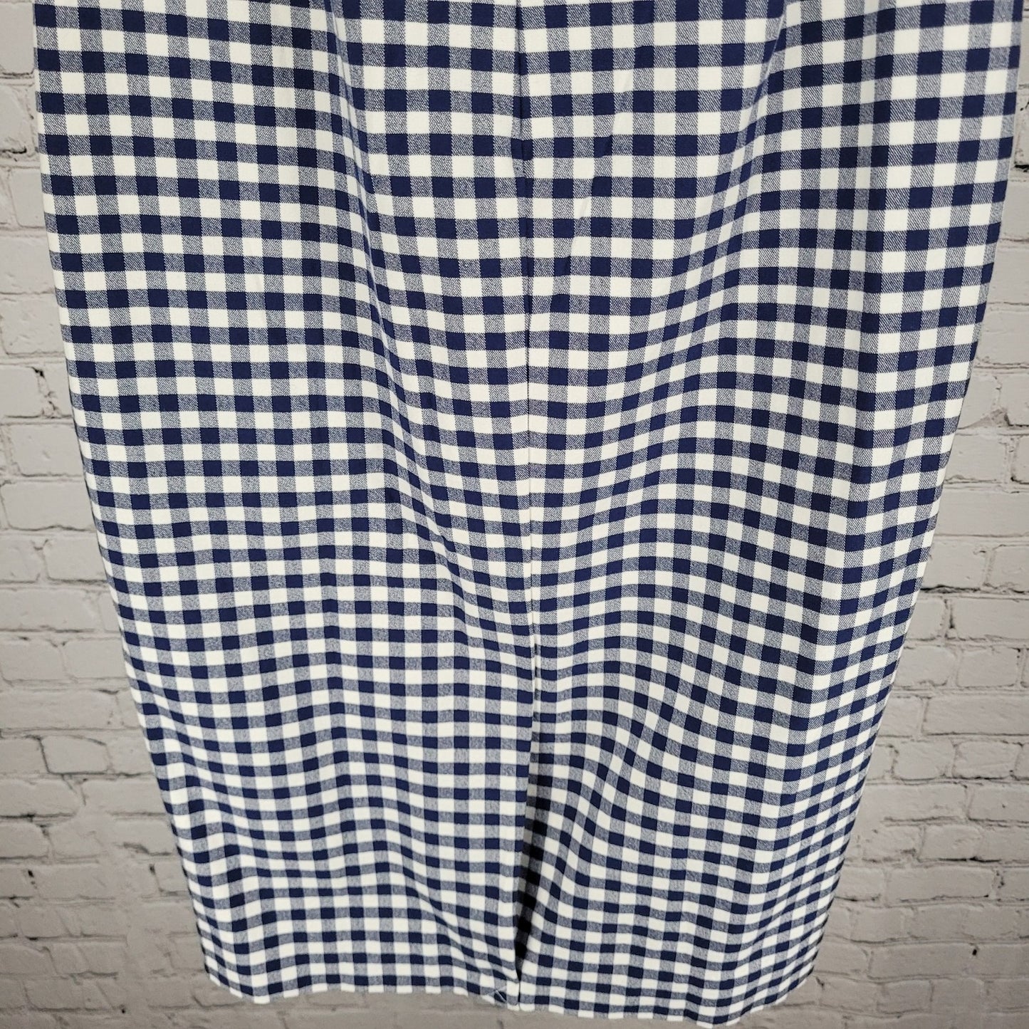 NWT J.CREW No 3 Blue & White Check Cotton Back Slit Pencil Skirt Size 2 (27x28)