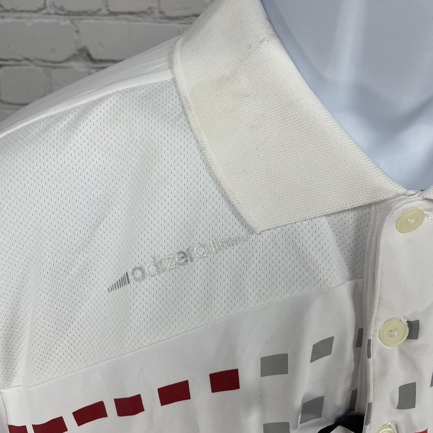 NWD Adidas Golf White Adizero Modern Fit Performance Button Polo Shirt Size XL
