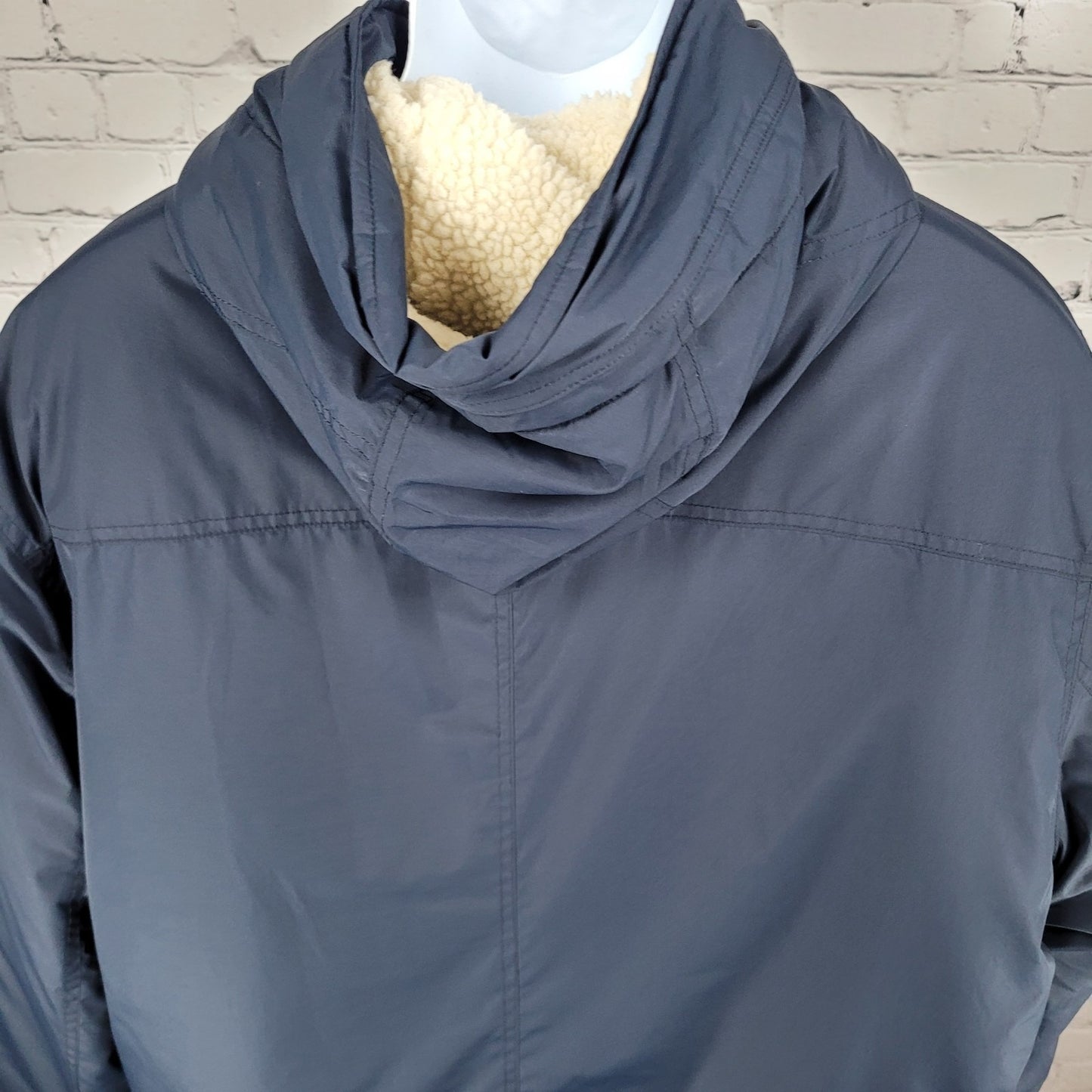 J.CREW Merchantile Navy Sherpa Hooded Insulated Knit Cuffs Jacket Size XL