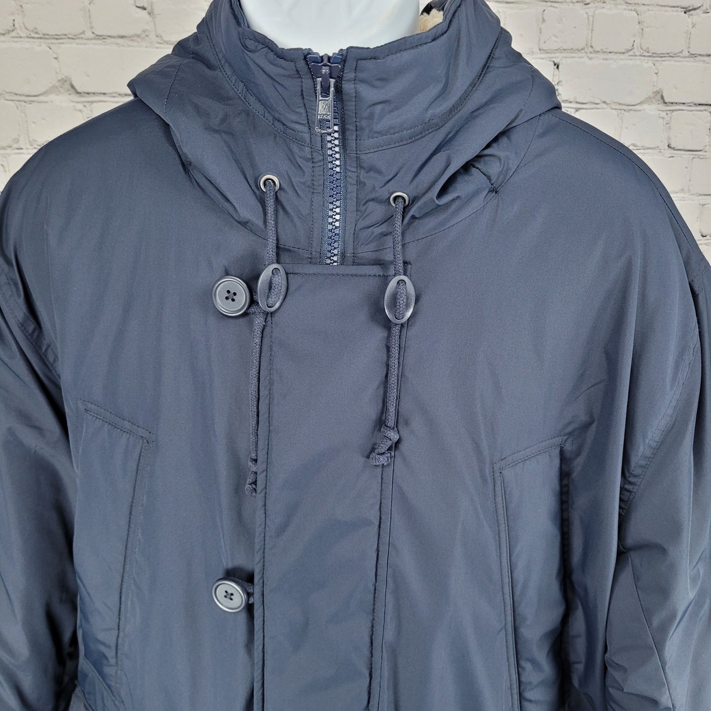 J.CREW Merchantile Navy Sherpa Hooded Insulated Knit Cuffs Jacket Size XL
