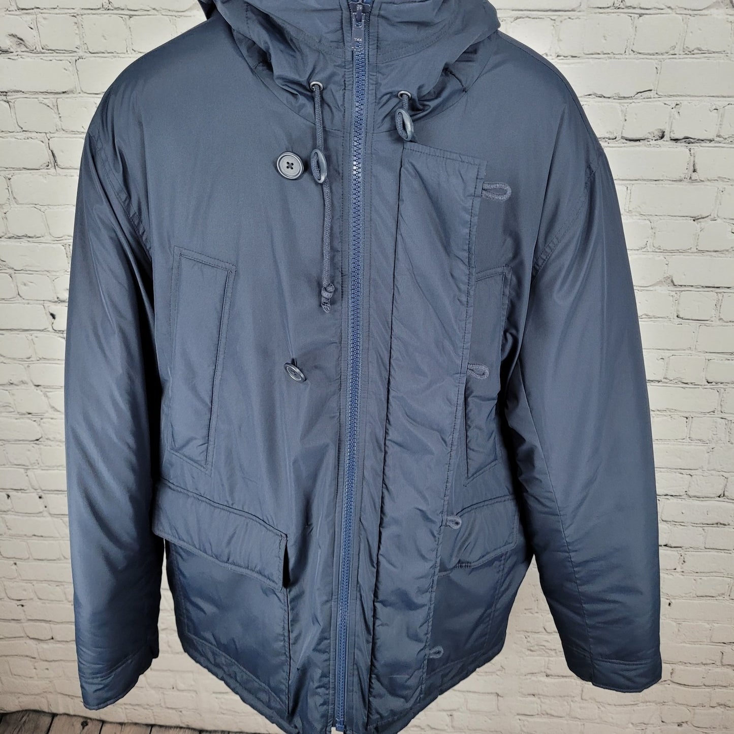 J.CREW Merchantile Navy Sherpa Hooded Insulated Knit Cuffs Jacket Size XL