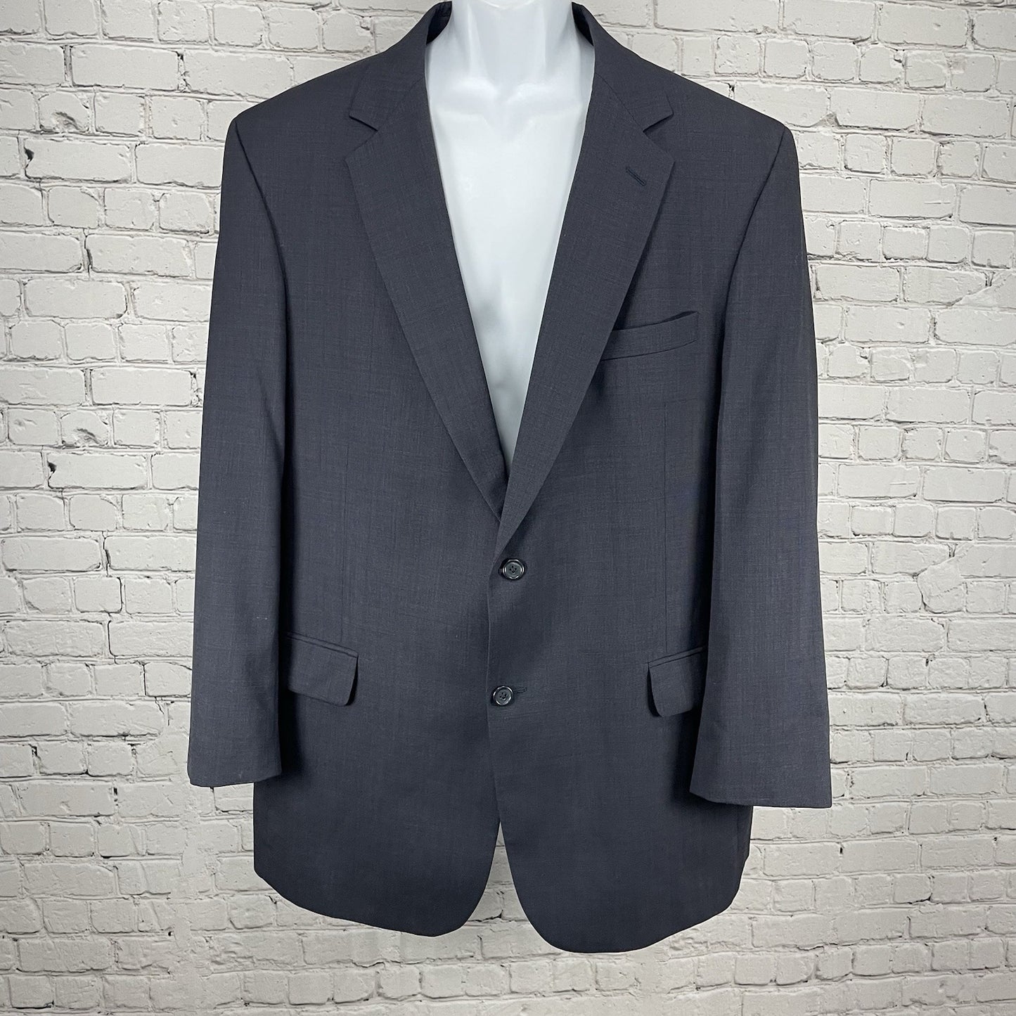 Jos A Bank Navy 100% Wool Gordon 2 Button Notch Blazer Sport Coat Size 46L