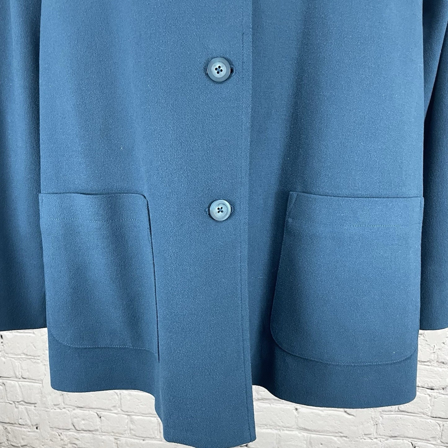 Nordstrom Blue Button Up Collared Lined Side Slits Pockets Jacket Size Medium M