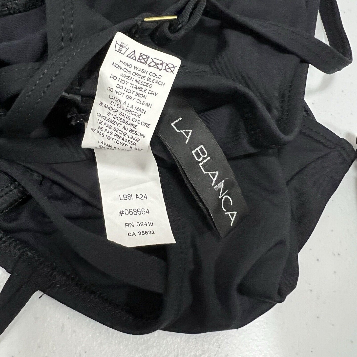 La Blanca Black Crisscross Back One Piece Swimsuit Keyhole Neck Full Coverage 8