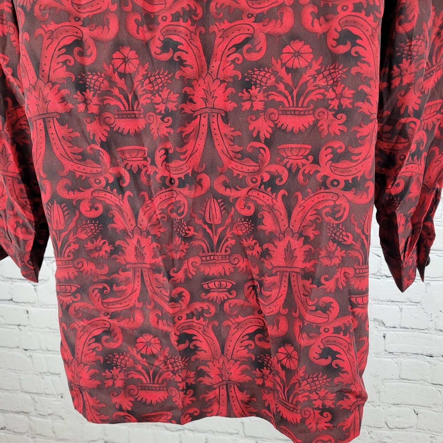 Dana Buchman Black & Red 100% Silk Floral Slits Lightweight Lined Dress Size 10