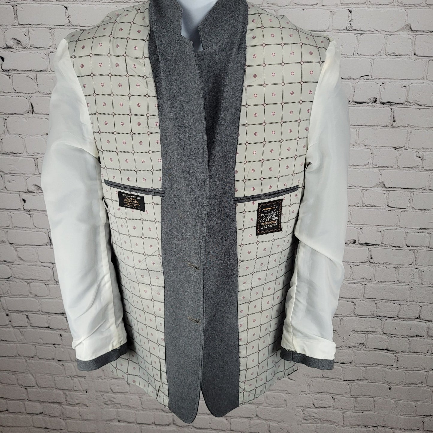 VTG Sears PERMA-PREST Classic Collection Grey Action Separates Blazer Size 40