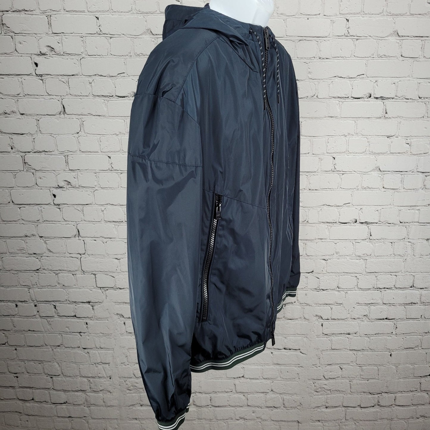 Boss Navy Hooded Lightweight Full Zip Inner Pocket Windbreaker Jacket 44R