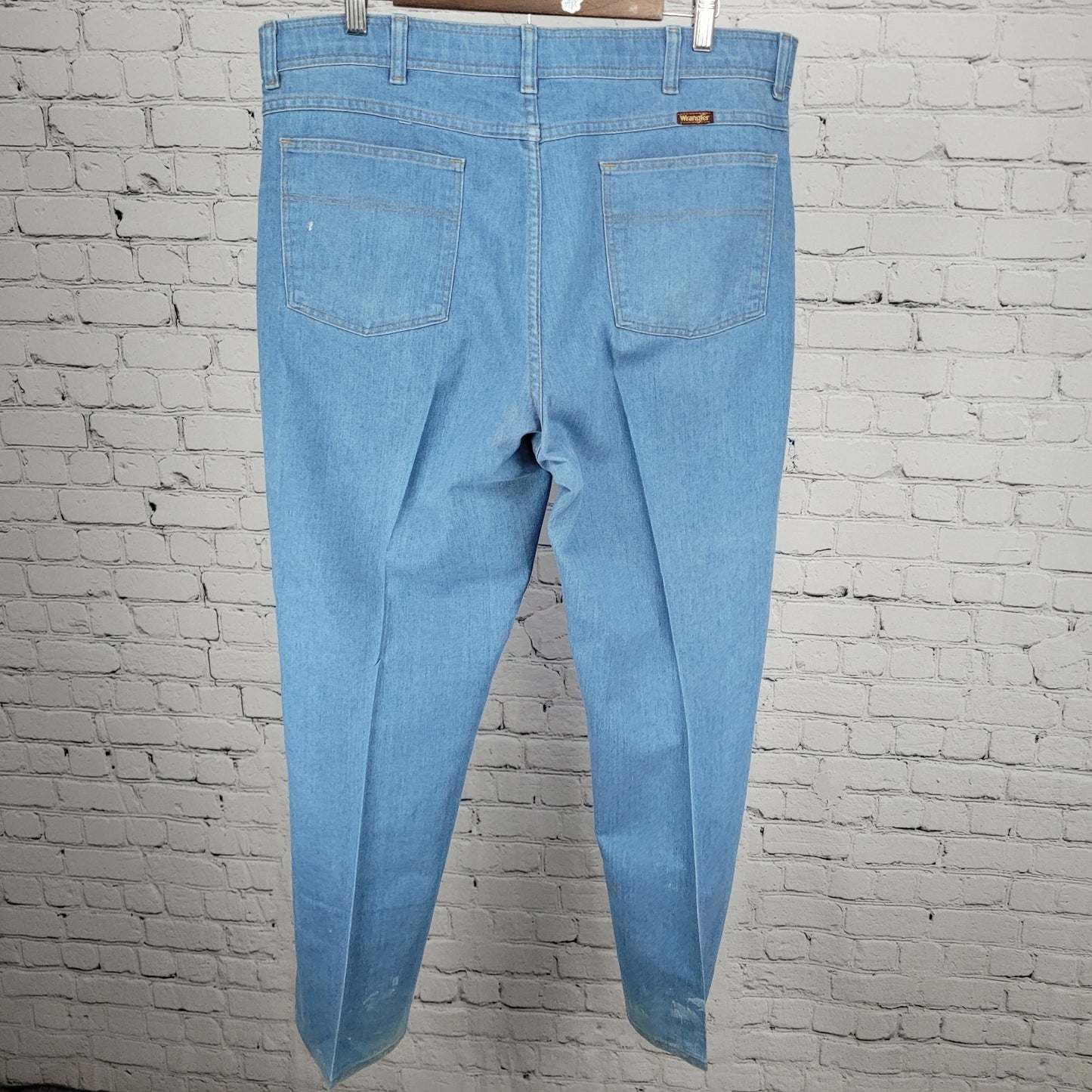 VTG Wrangler Blue Denim Straight Leg High Rise Jeans Retro Western Size (36x31)