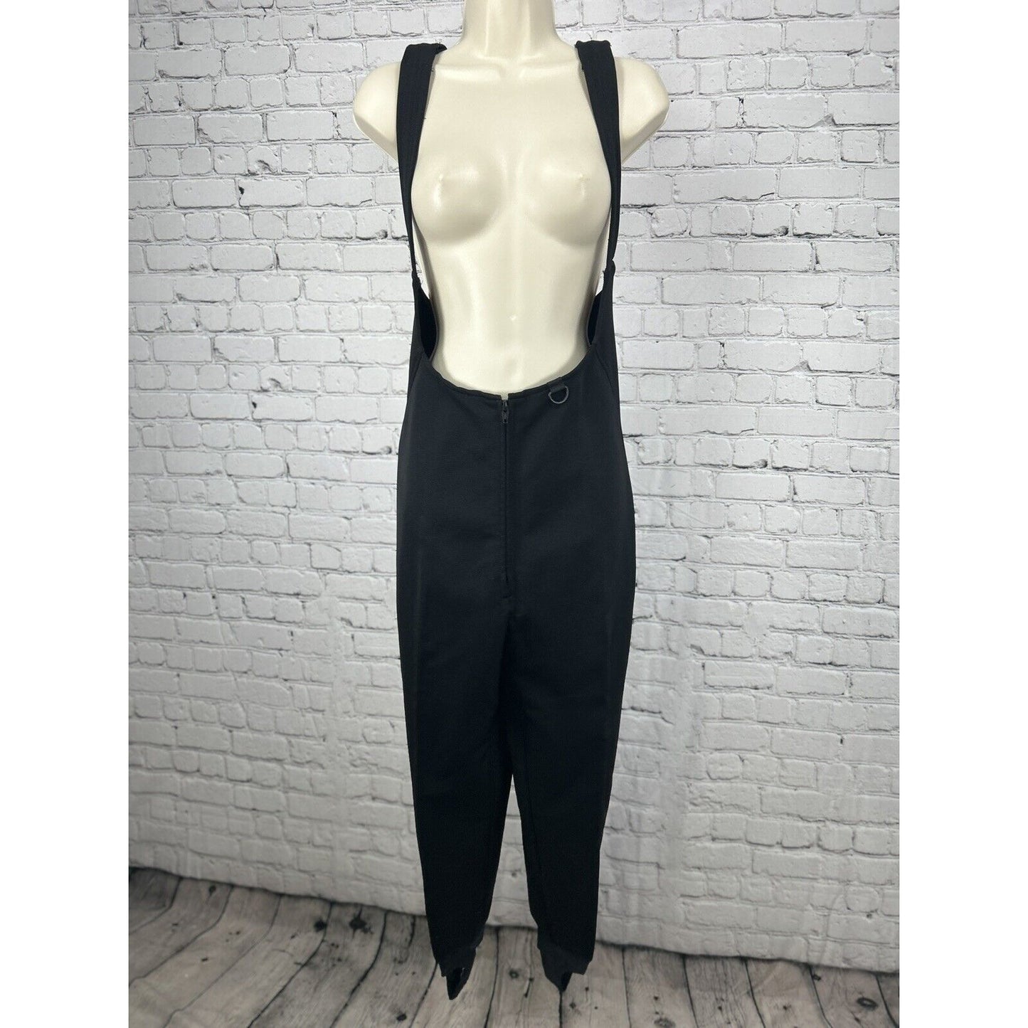 Schoeller Skifans Black 1/2 Zip Snow Bib Stirrups USA Made Ladies Size 12 Long