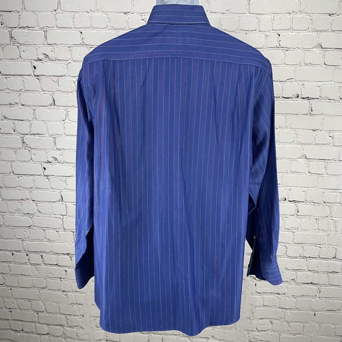 Tommy Bahama Blue Striped 100% Cotton Bottom Up Long Sleeve Shirt Size 16-32/33
