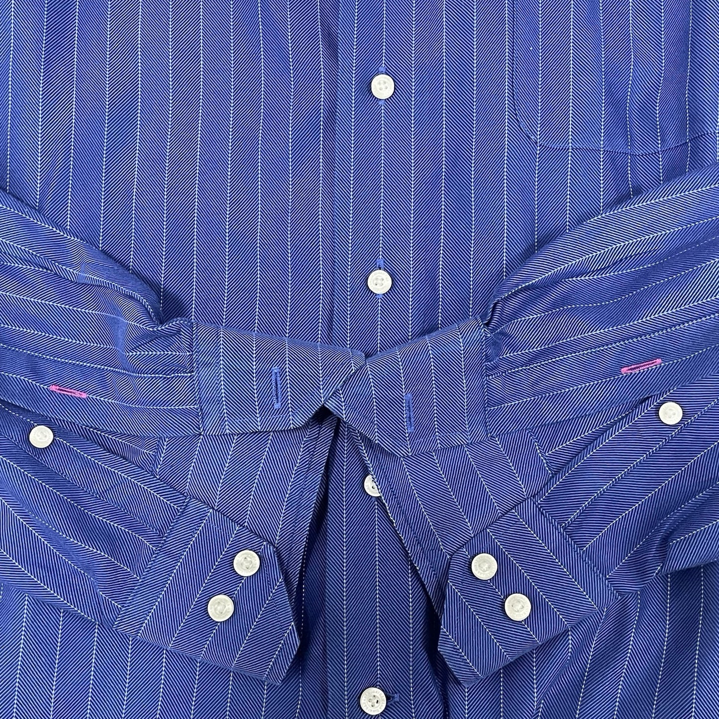 Tommy Bahama Blue Striped 100% Cotton Bottom Up Long Sleeve Shirt Size 16-32/33