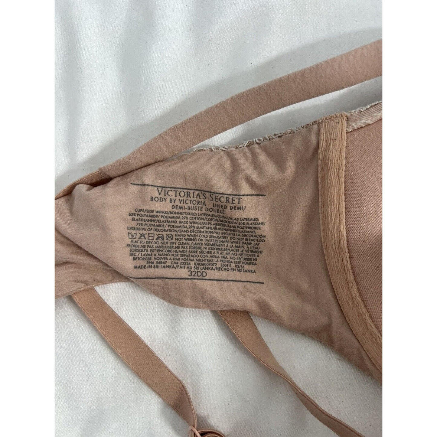 Victoria's Secret Pink Body by Victoria Lined Demi Underwire Lace Trim 32DD