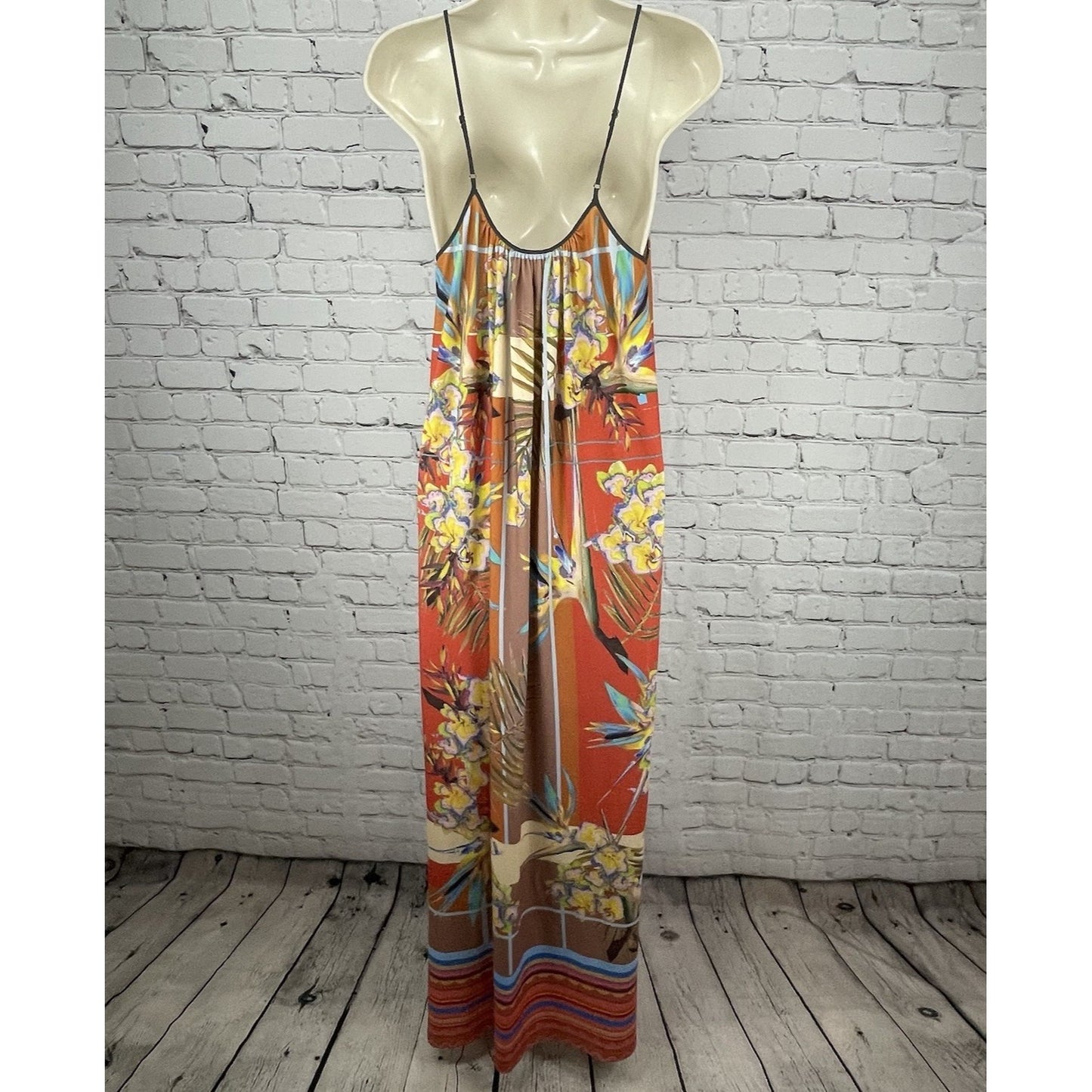 Dream Daily Anthropologie Colorful Aija Tropical Floral Maxi Dress USA Small S