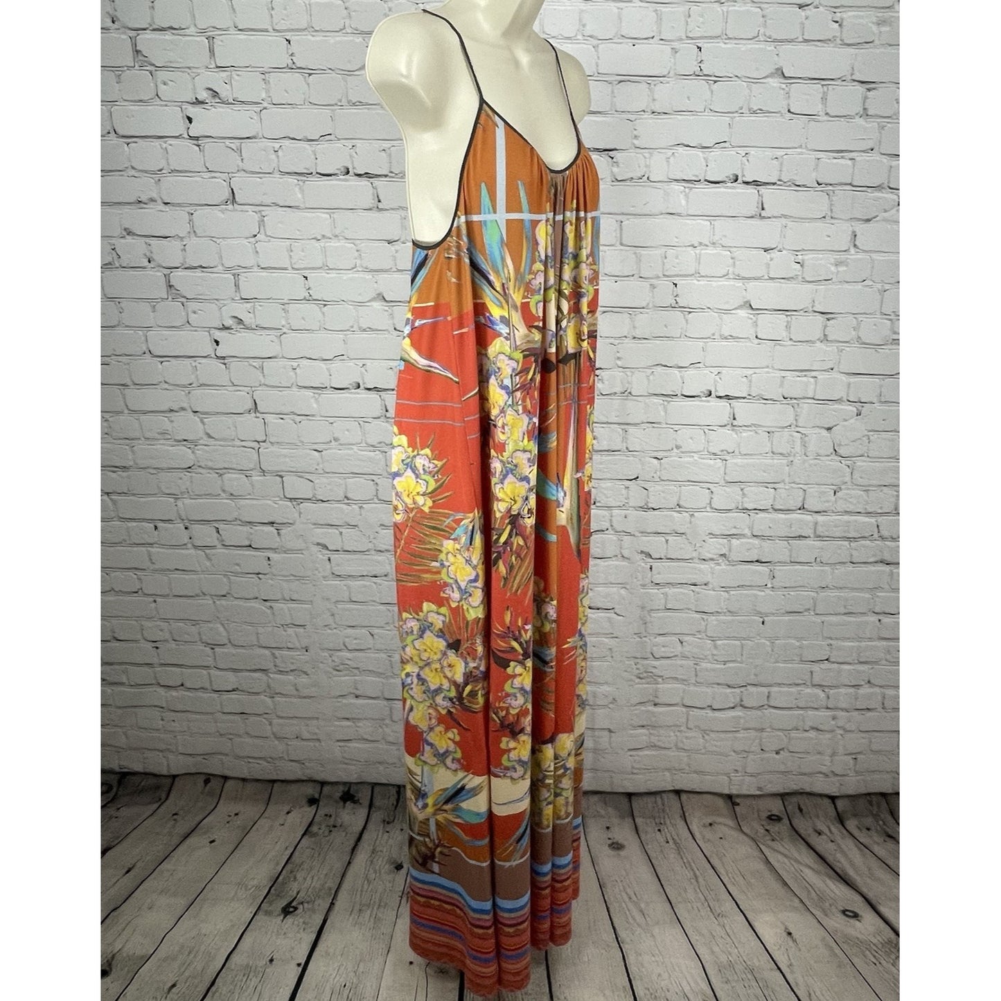 Dream Daily Anthropologie Colorful Aija Tropical Floral Maxi Dress USA Small S