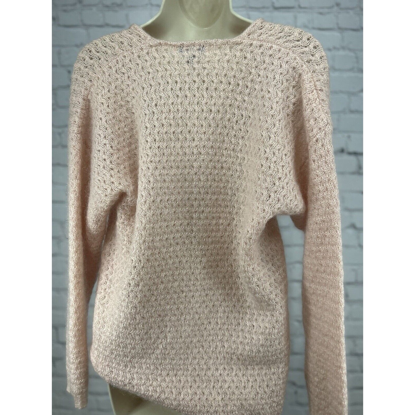 Ship N Shore Pink 6 Button V Neck Open Knit Mohair Blend Sweater Cardigan Size M