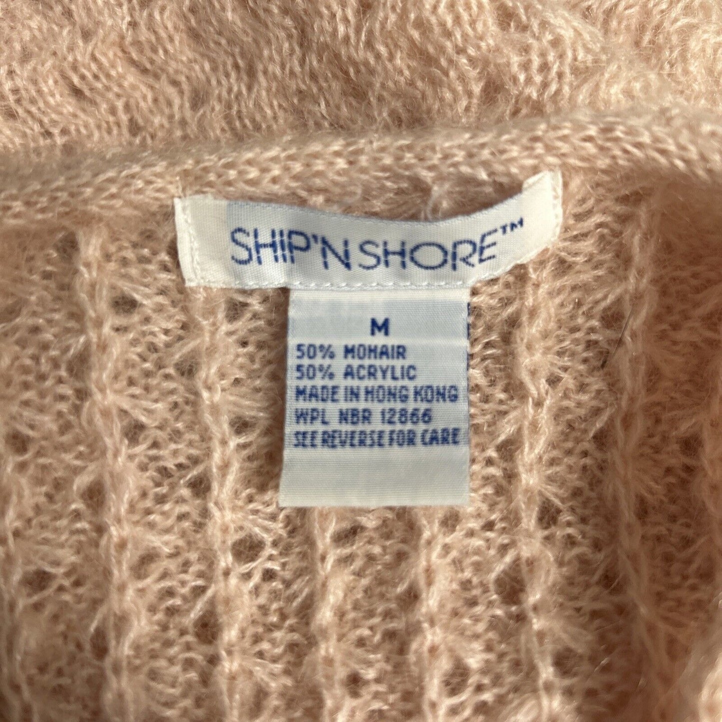 Ship N Shore Pink 6 Button V Neck Open Knit Mohair Blend Sweater Cardigan Size M