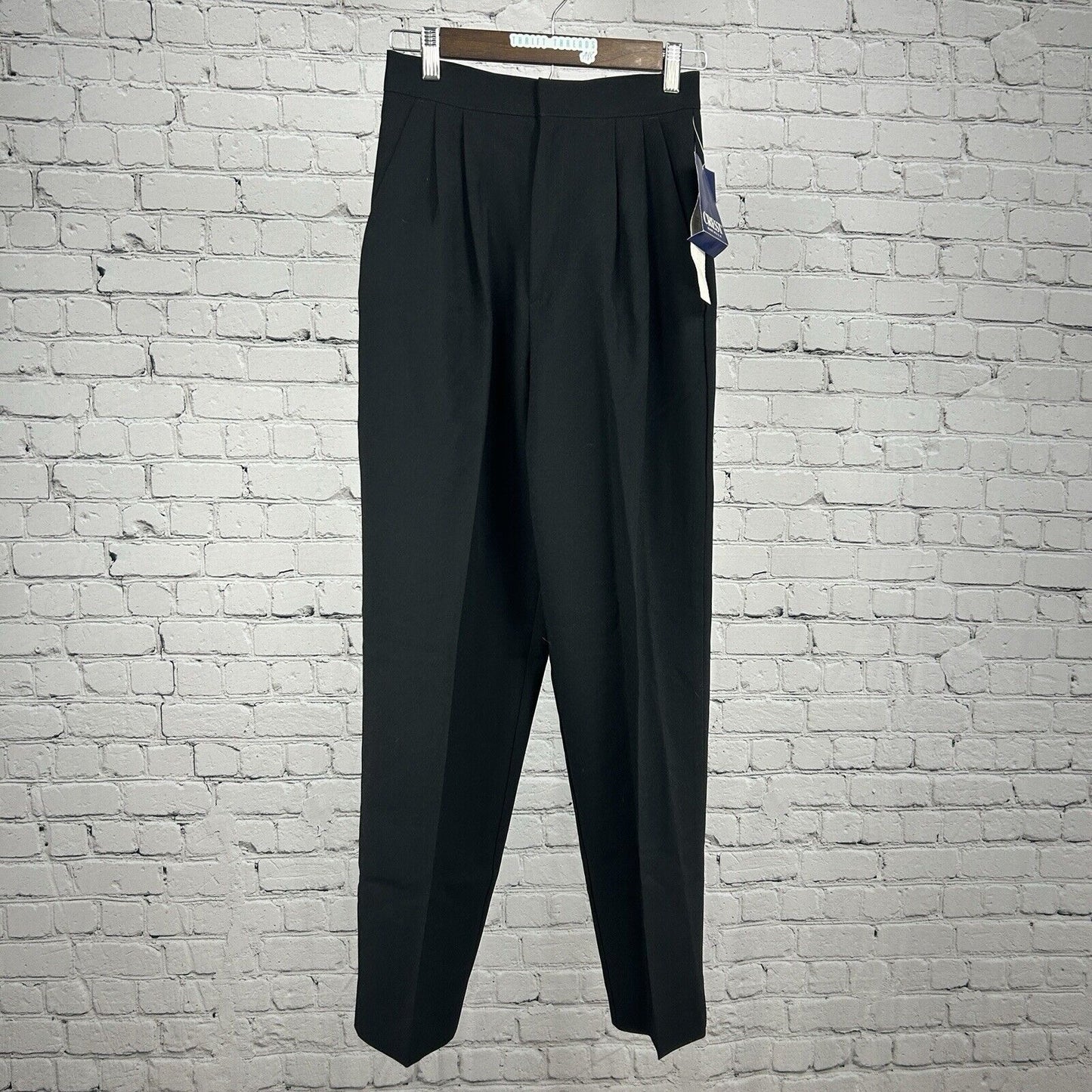 NWT Crest Solid Black USA Made High Waisted Pleated Dress Pants Women’s Size 6