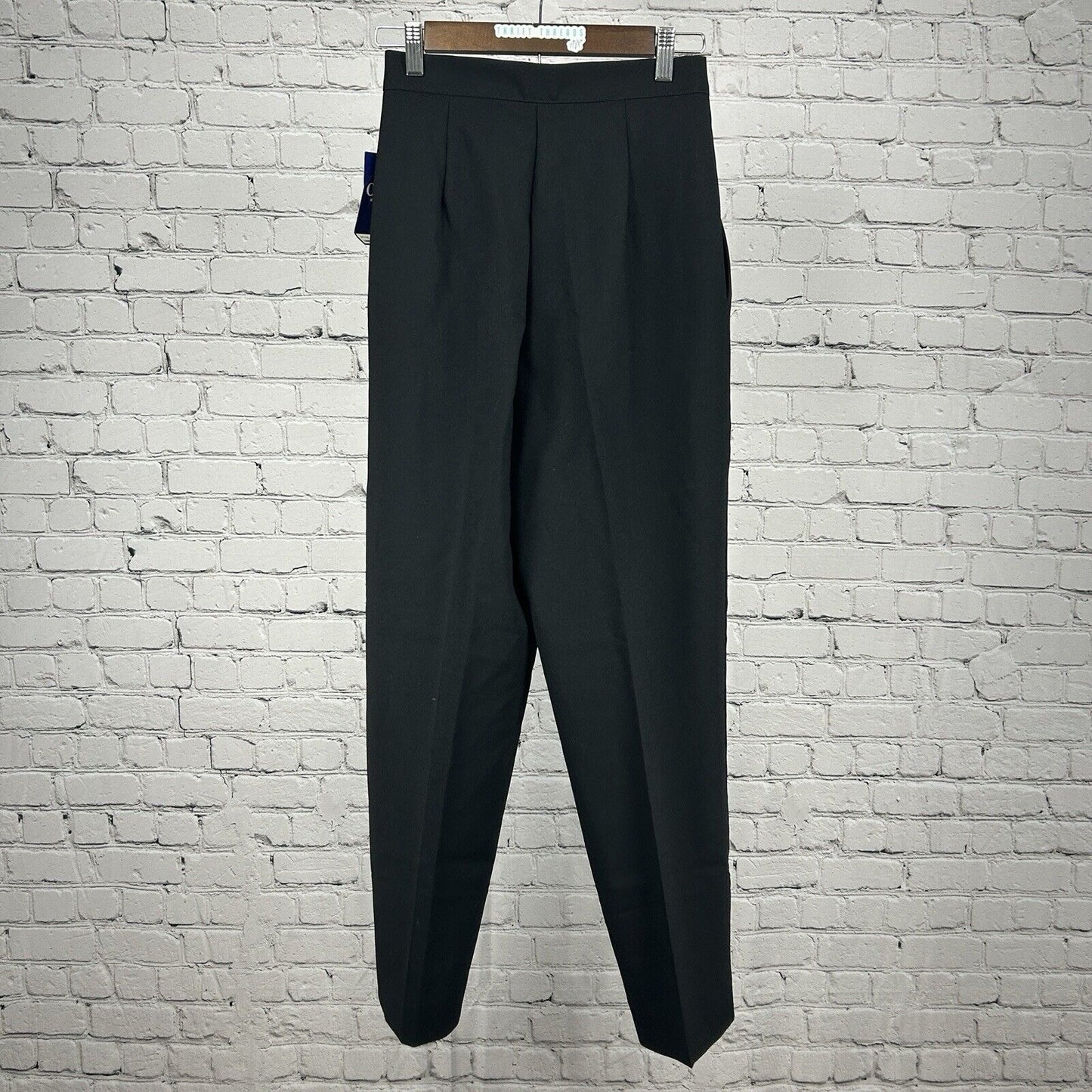 NWT Crest Solid Black USA Made High Waisted Pleated Dress Pants Women’s Size 6