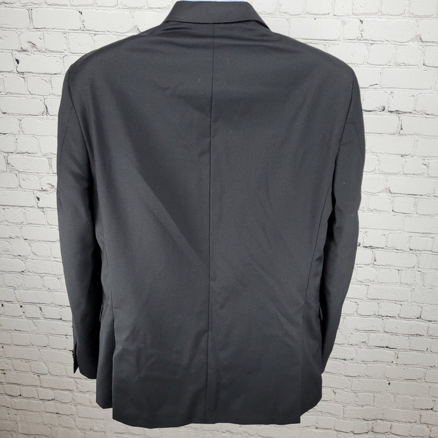 Tommy Hilfiger Black 100% Worsted Wool 2 Button Double Vented Blazer Size 42L