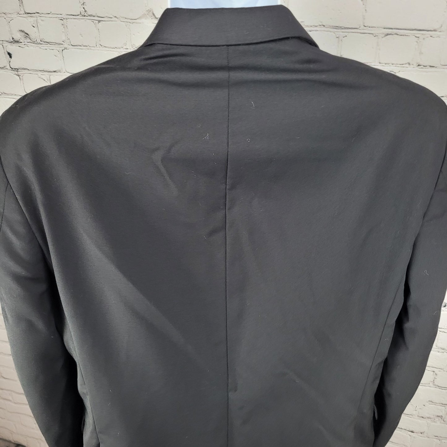 Tommy Hilfiger Black 100% Worsted Wool 2 Button Double Vented Blazer Size 42L