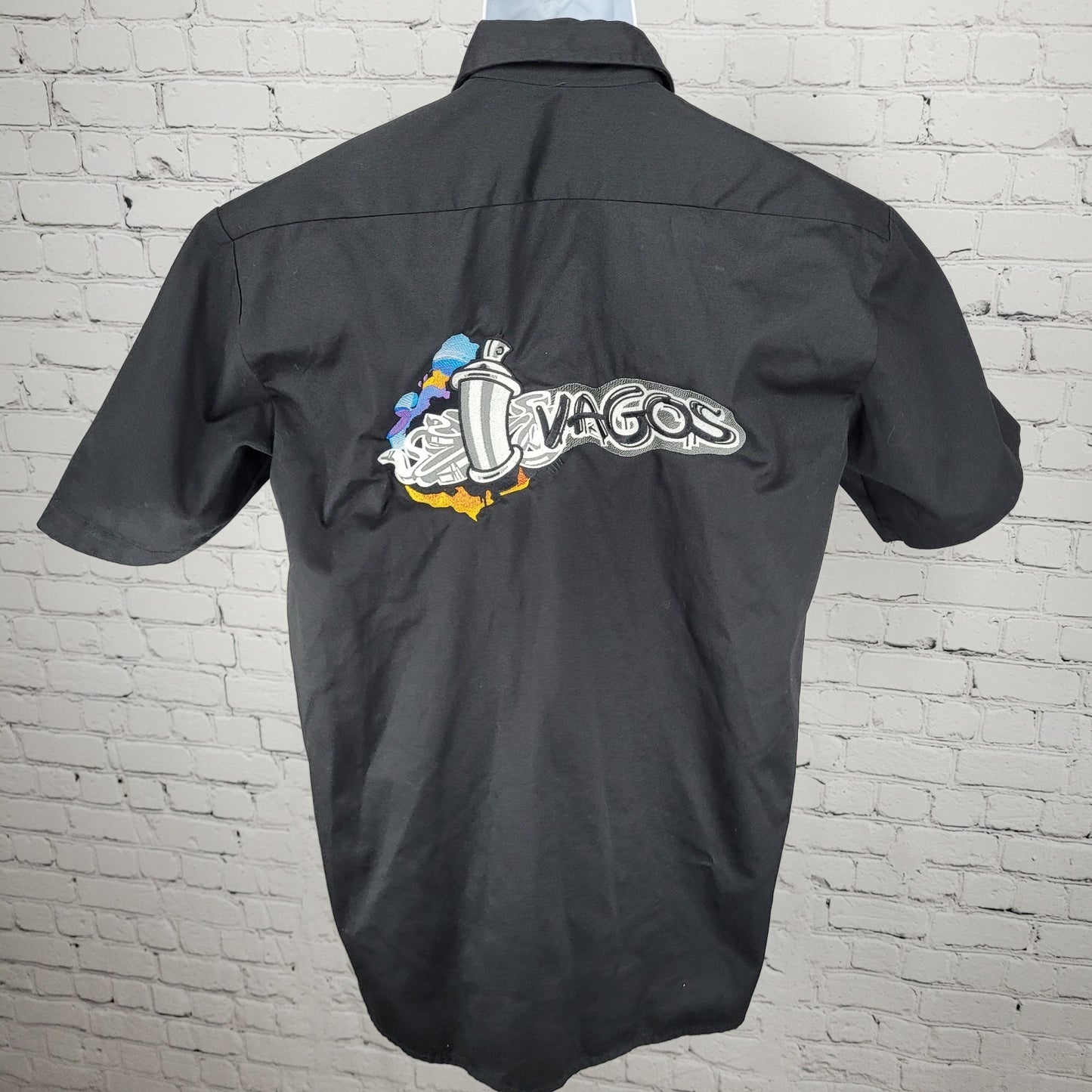 Lil Leo Vagos Dickies Black Button Down Short Sleeve Shirt Streetwear Medium M