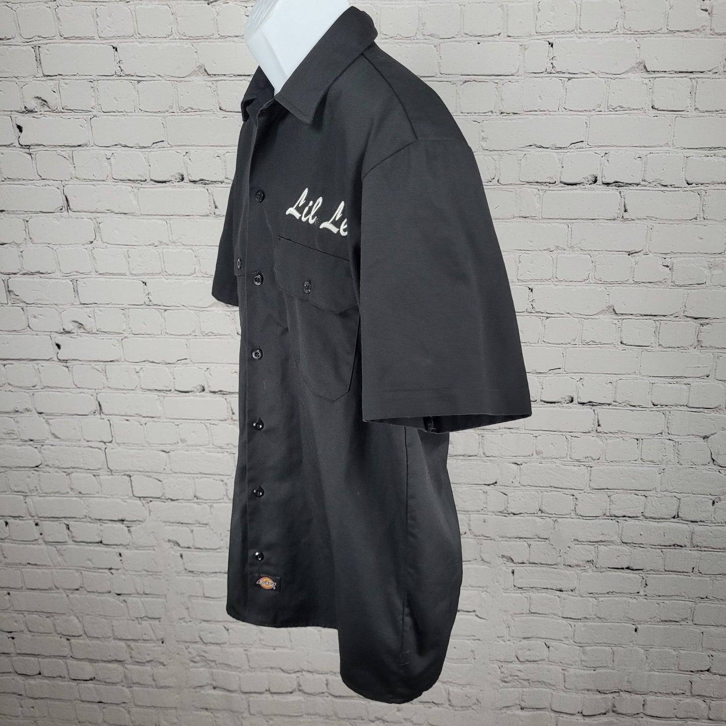 Lil Leo Vagos Dickies Black Button Down Short Sleeve Shirt Streetwear Medium M
