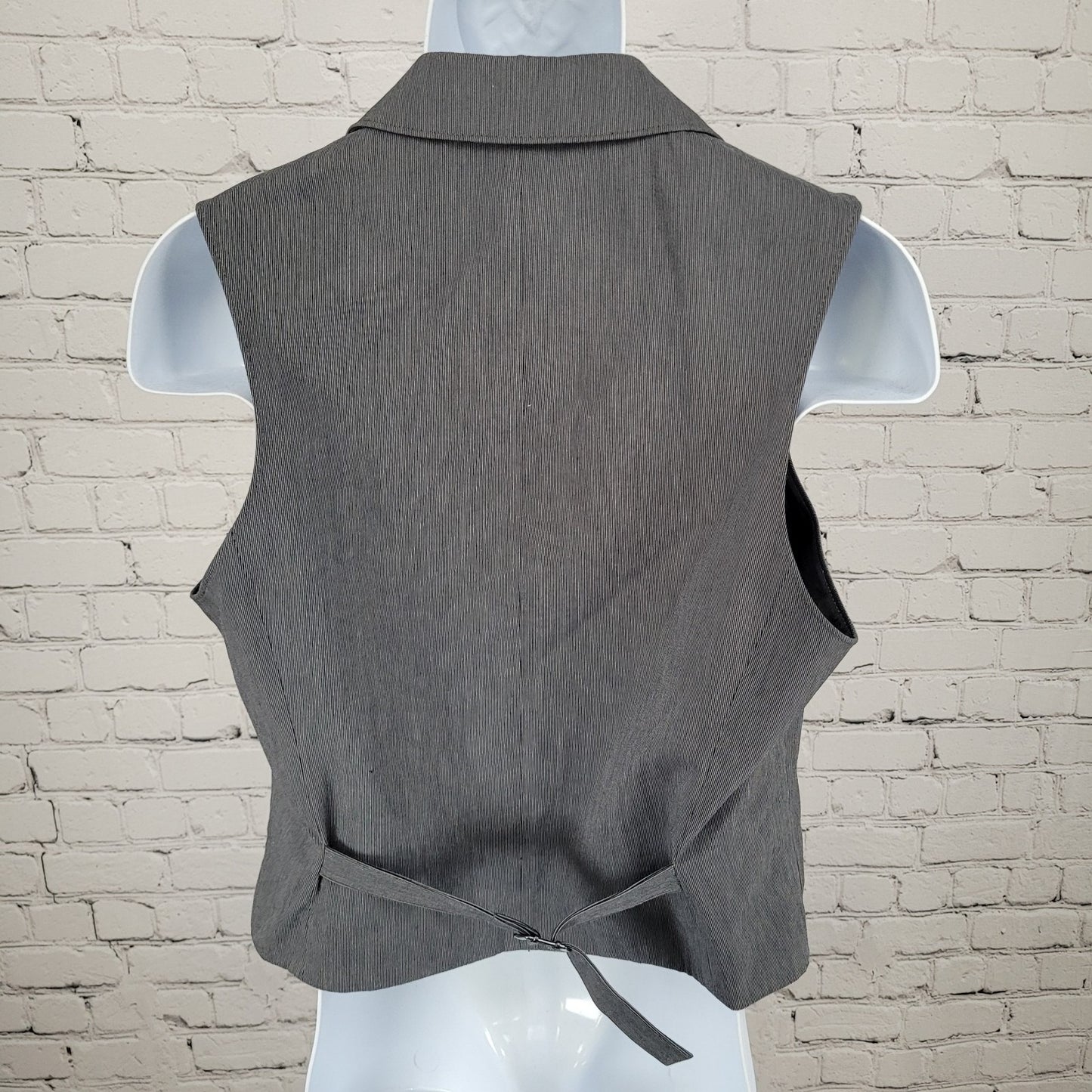 Marc Anthony Grey 100% Cotton Pinstriped Lined Suit Vest Waistcoat Size Medium M