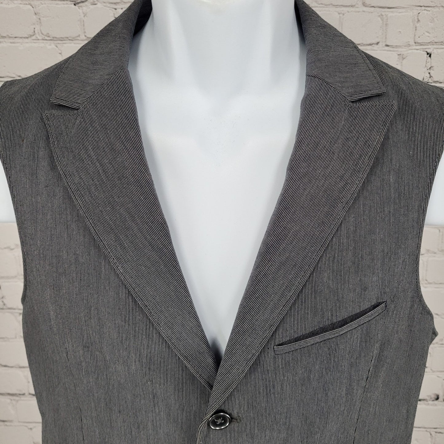 Marc Anthony Grey 100% Cotton Pinstriped Lined Suit Vest Waistcoat Size Medium M