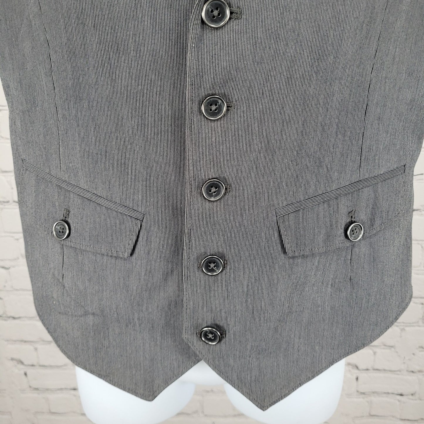Marc Anthony Grey 100% Cotton Pinstriped Lined Suit Vest Waistcoat Size Medium M