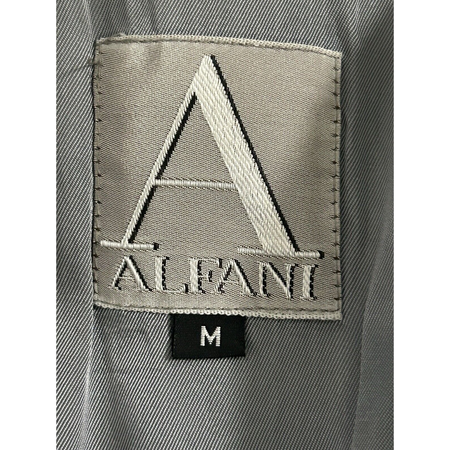 Alfani Dusty Blue Wool Blend Button Up Collared Heavy Trench Coat Side Medium M