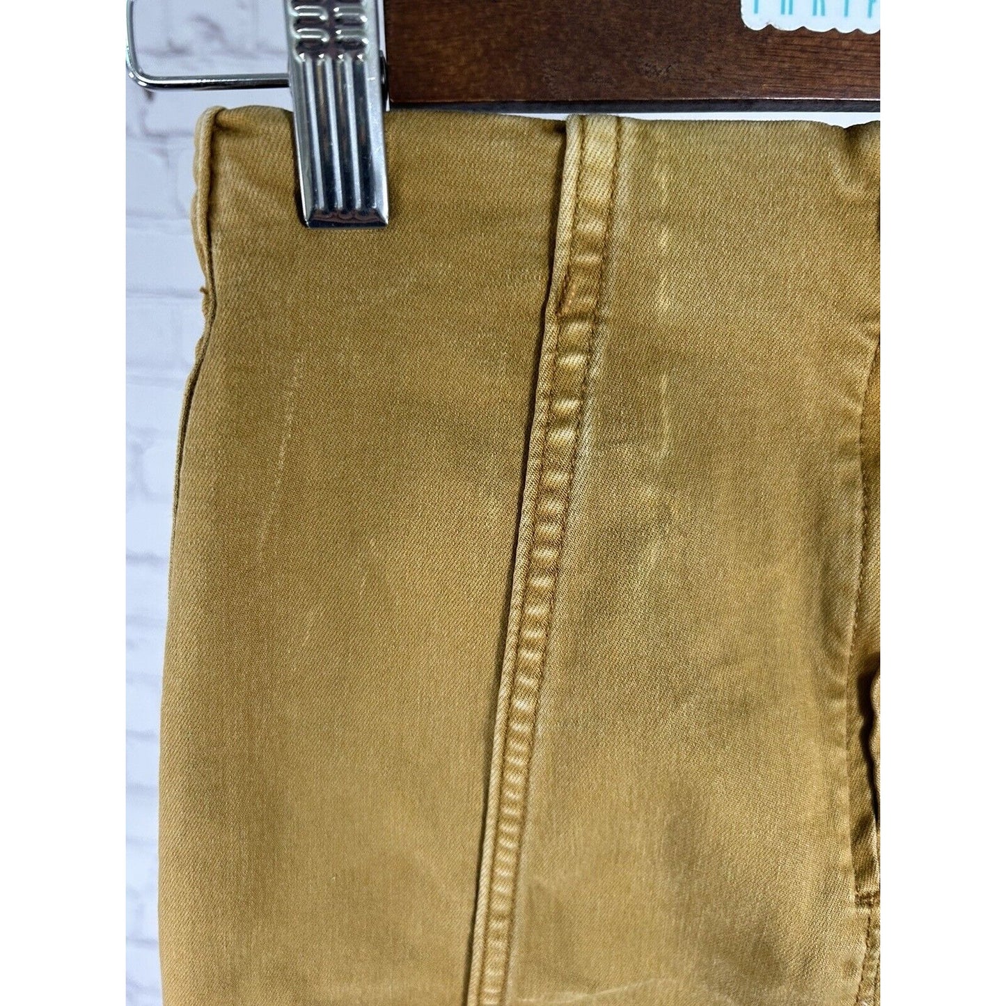 Free People Tan Modern Feeme Denim Boho Mini Pencil Skirt Size 0