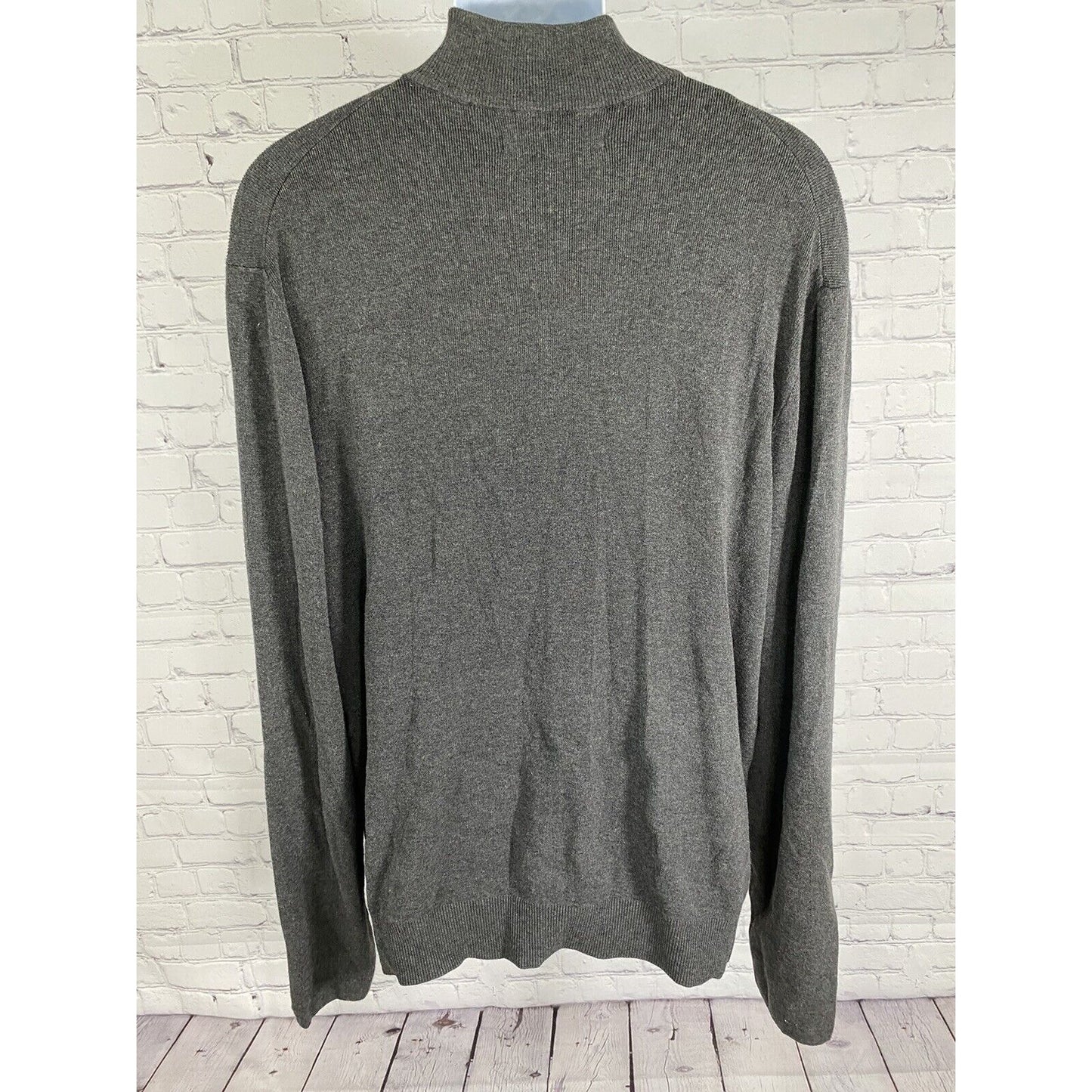 Perry Ellis Dark Gray Pullover 1/4 Zip Collared Long Sleeve Knit Sweater XXL