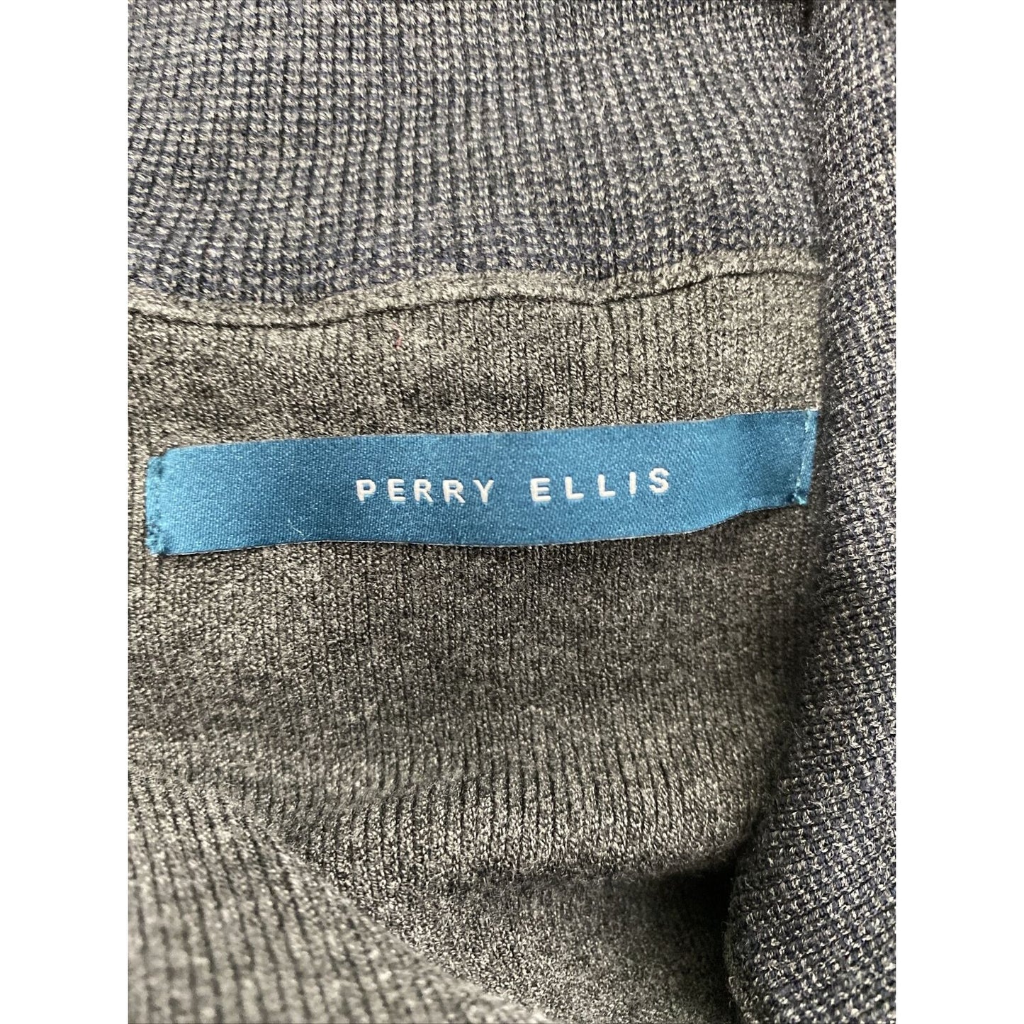 Perry Ellis Dark Gray Pullover 1/4 Zip Collared Long Sleeve Knit Sweater XXL