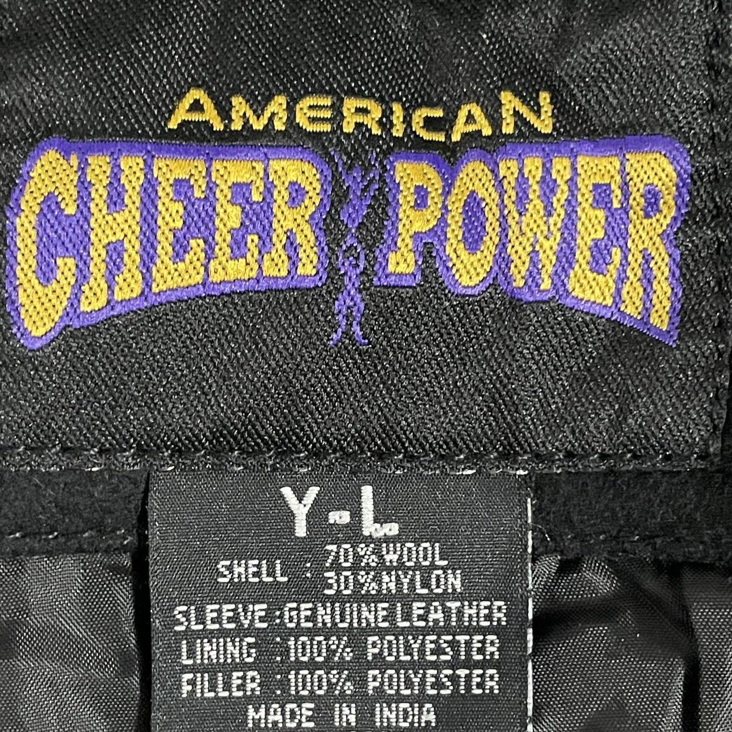 American Cheer Power Wool Leather National Champion Snap Jacket Size Youth Large