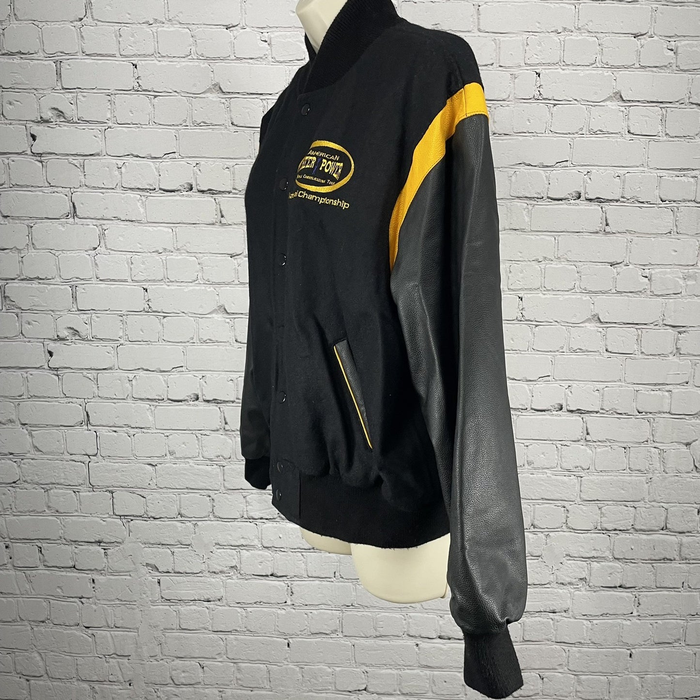 American Cheer Power Wool Leather National Champion Snap Jacket Size Youth Large