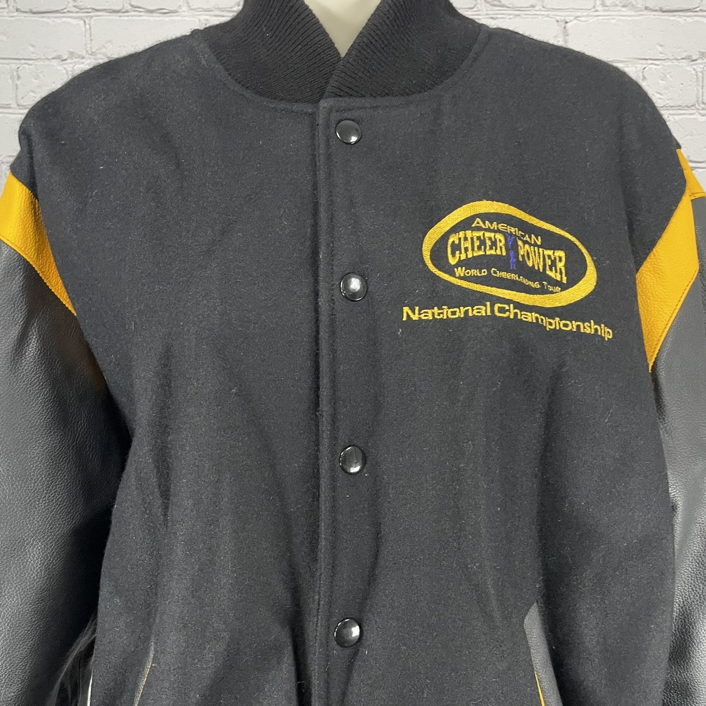 American Cheer Power Wool Leather National Champion Snap Jacket Size Youth Large