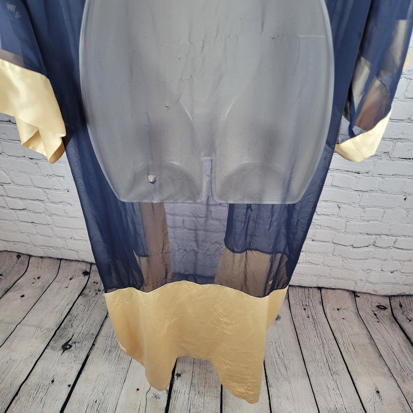 VTG Victoria's Secret Navy & Gold Sheer Embroidered Floral Robe Size Small S