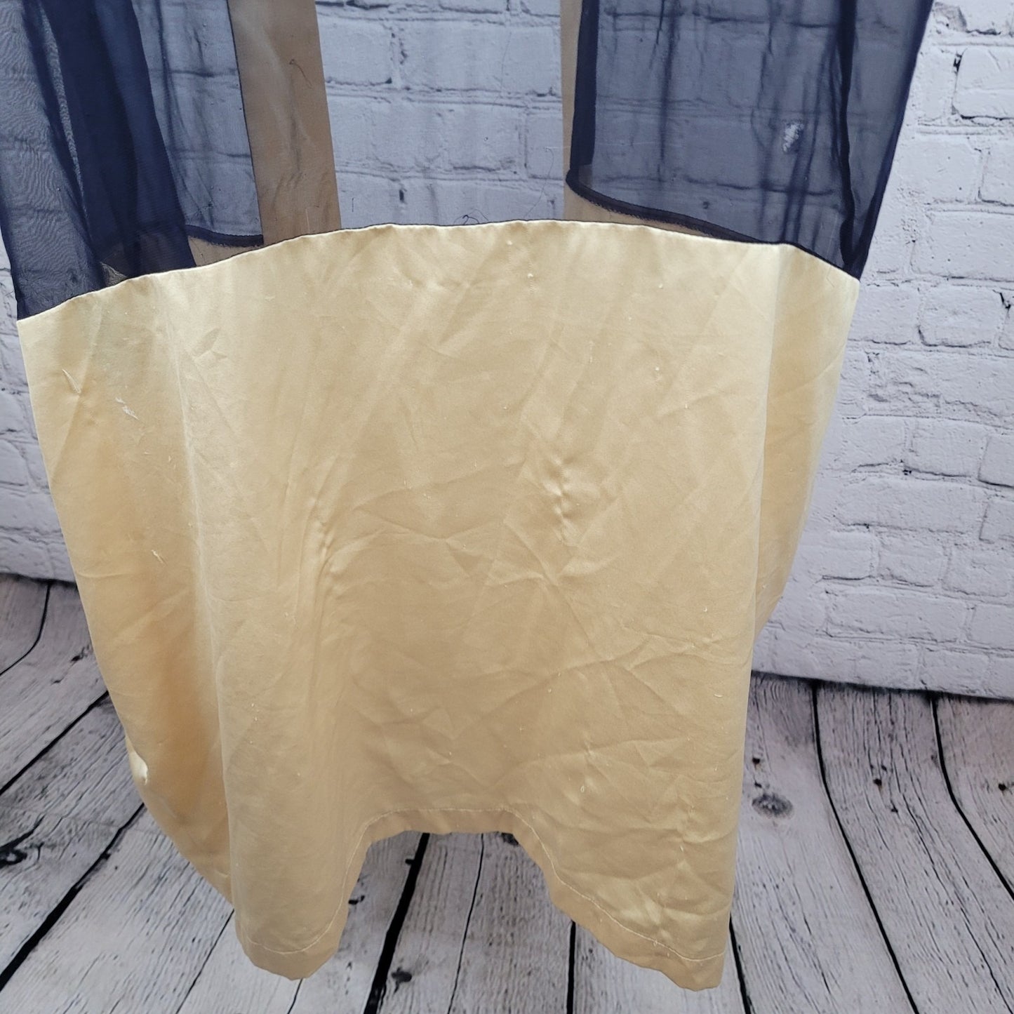 VTG Victoria's Secret Navy & Gold Sheer Embroidered Floral Robe Size Small S